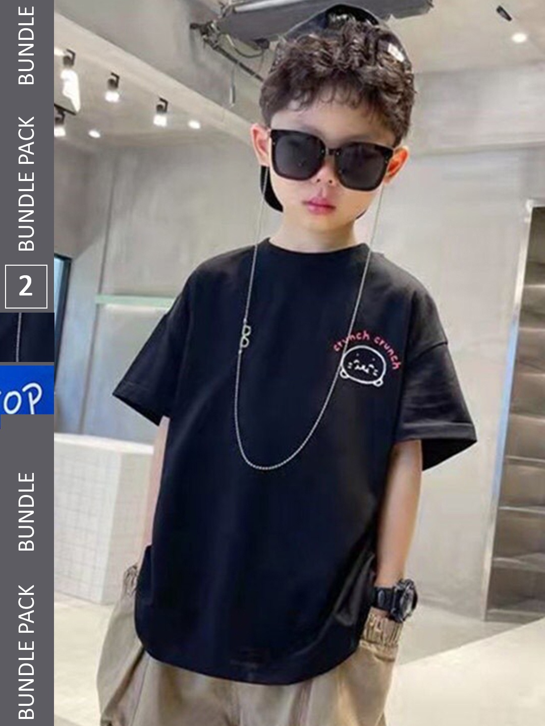 

Nick and Jones Boys Pack Of 2 Printed Pure Cotton T-shirt, Black