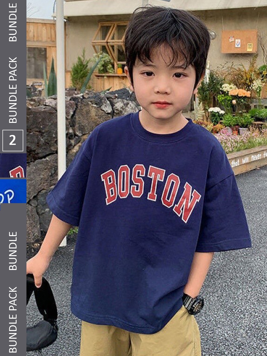 

Nick and Jones Boys Pack Of 2 Printed Pure Cotton T-shirt, Navy blue