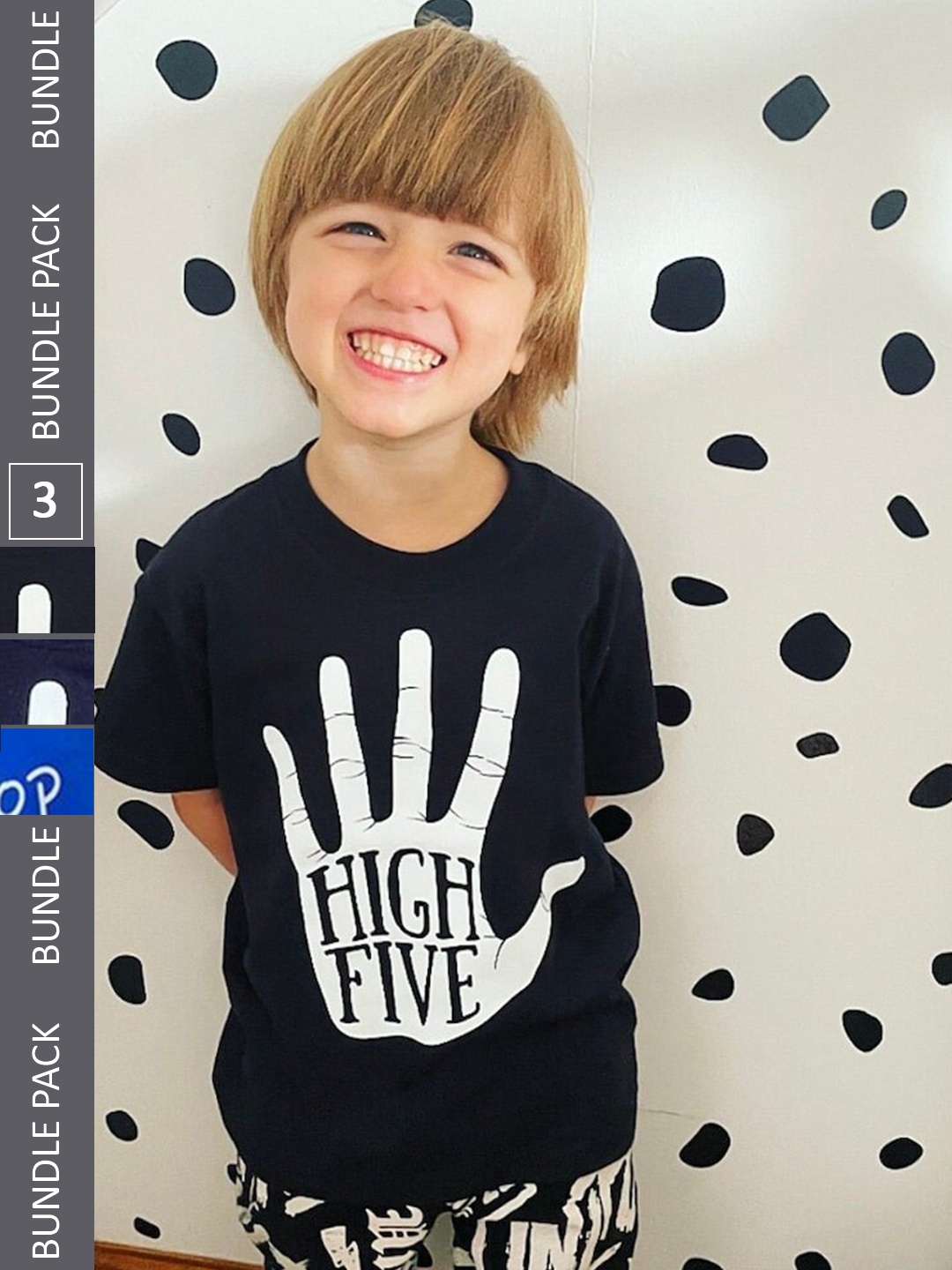 

Nick and Jones Boys Pack Of 3 Printed Drop Shoulder Sleeves Pure Cotton Oversized T-shirt, Black
