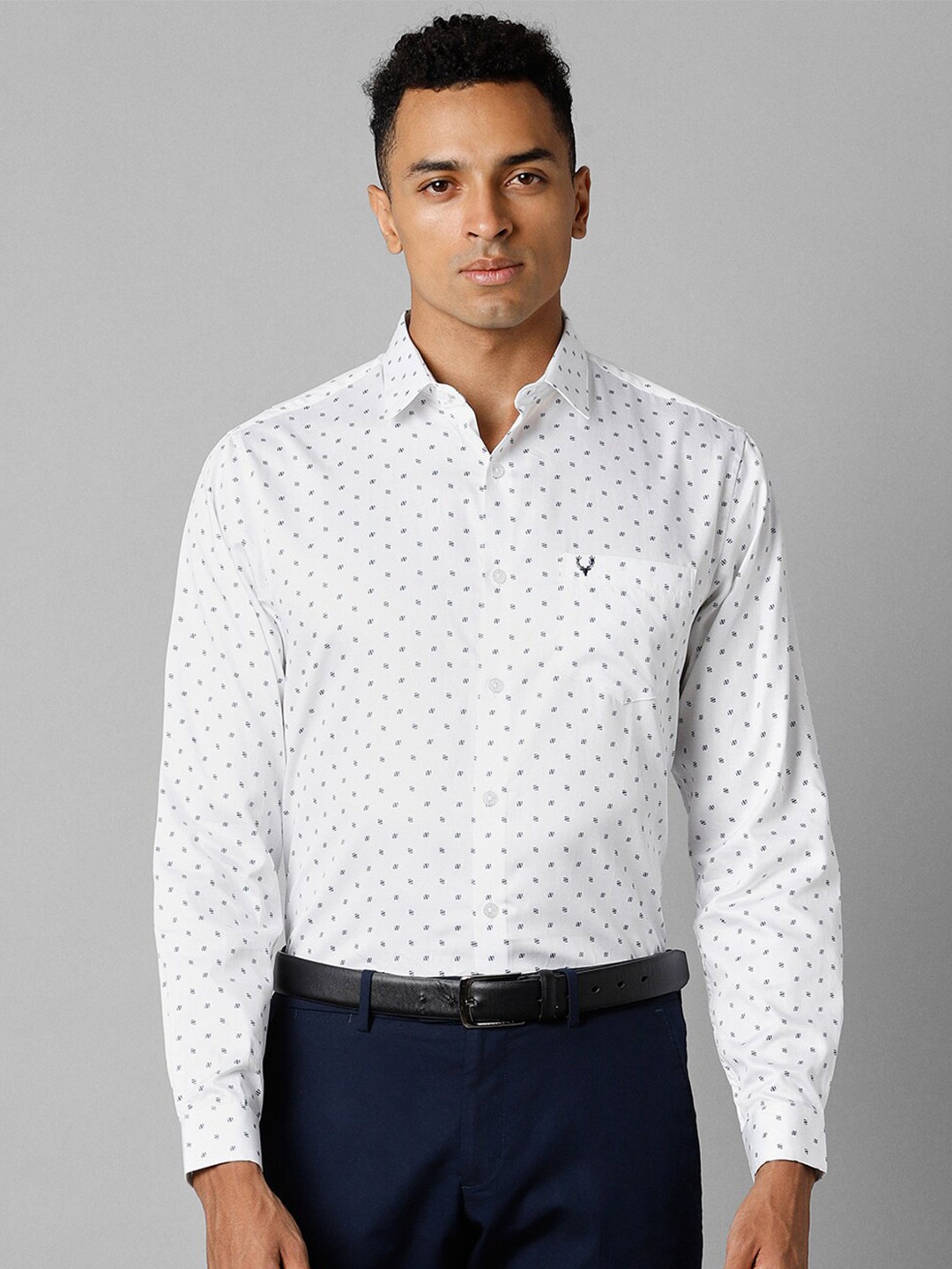 

Allen Solly Slim Fit Opaque Printed Pure Cotton Formal Shirt, White