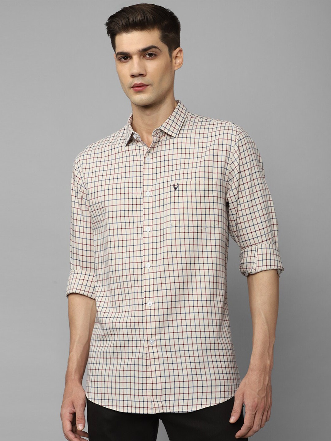 

Allen Solly Slim Fit Gingham Checks Opaque Pure Cotton Casual Shirt, Cream