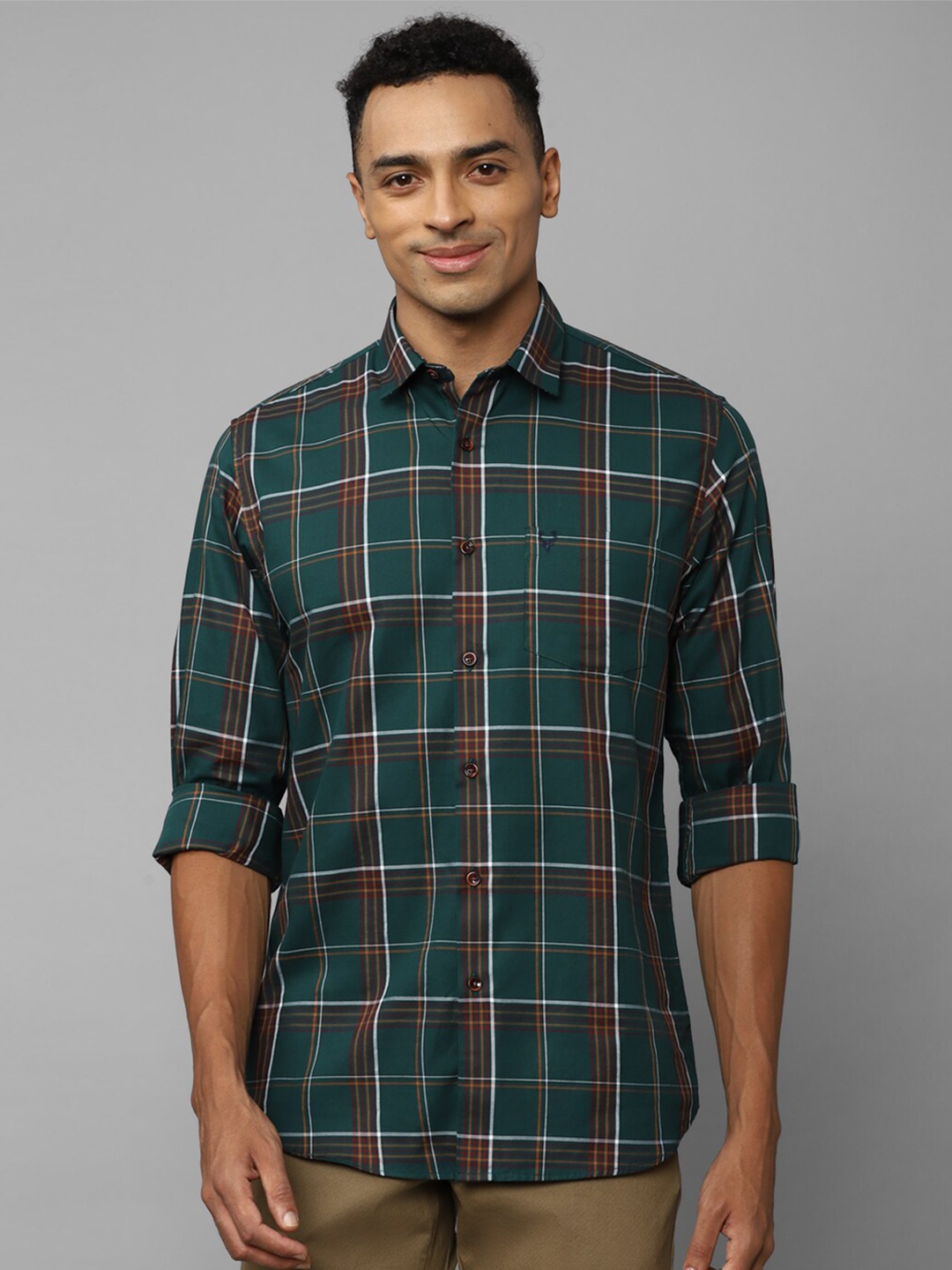 

Allen Solly Slim Fit Tartan Checks Pure Cotton Casual Shirt, Green