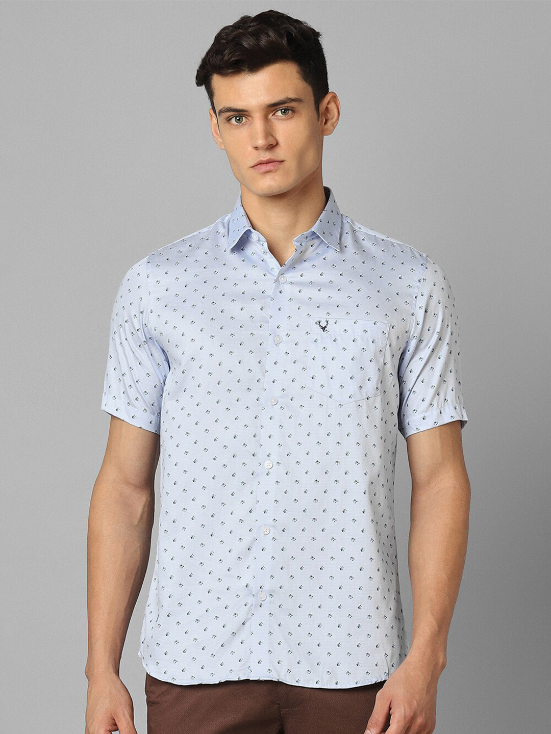 

Allen Solly Men Slim Fit Floral Printed Pure Cotton Casual Shirt, Blue