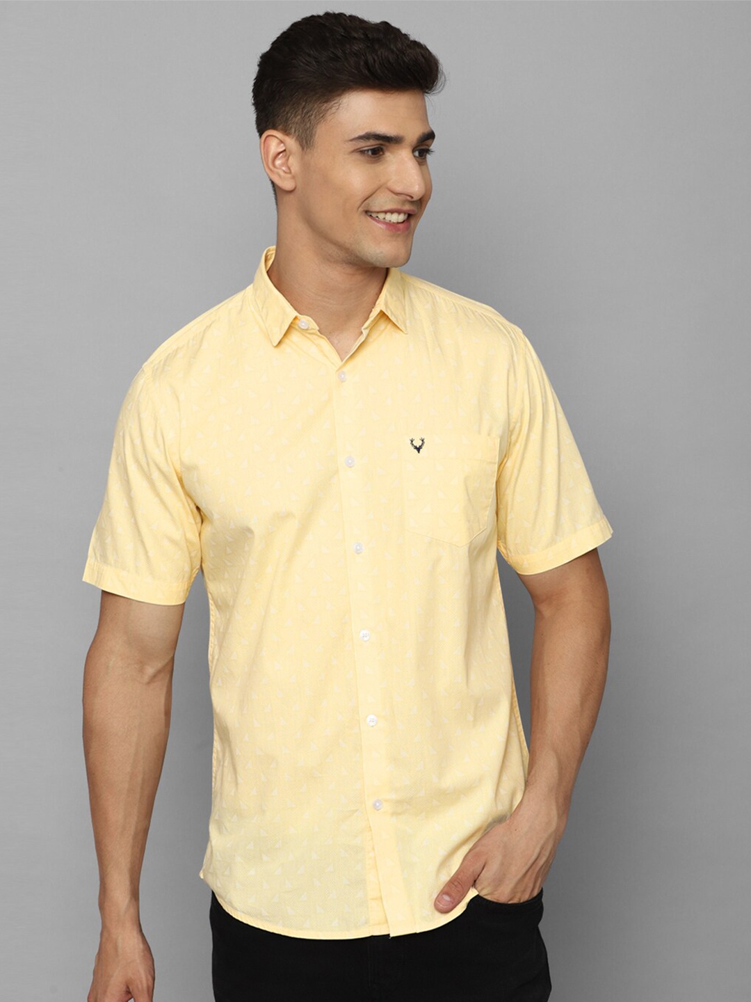

Allen Solly Slim Fit Printed Cotton Casual Shirt, Yellow