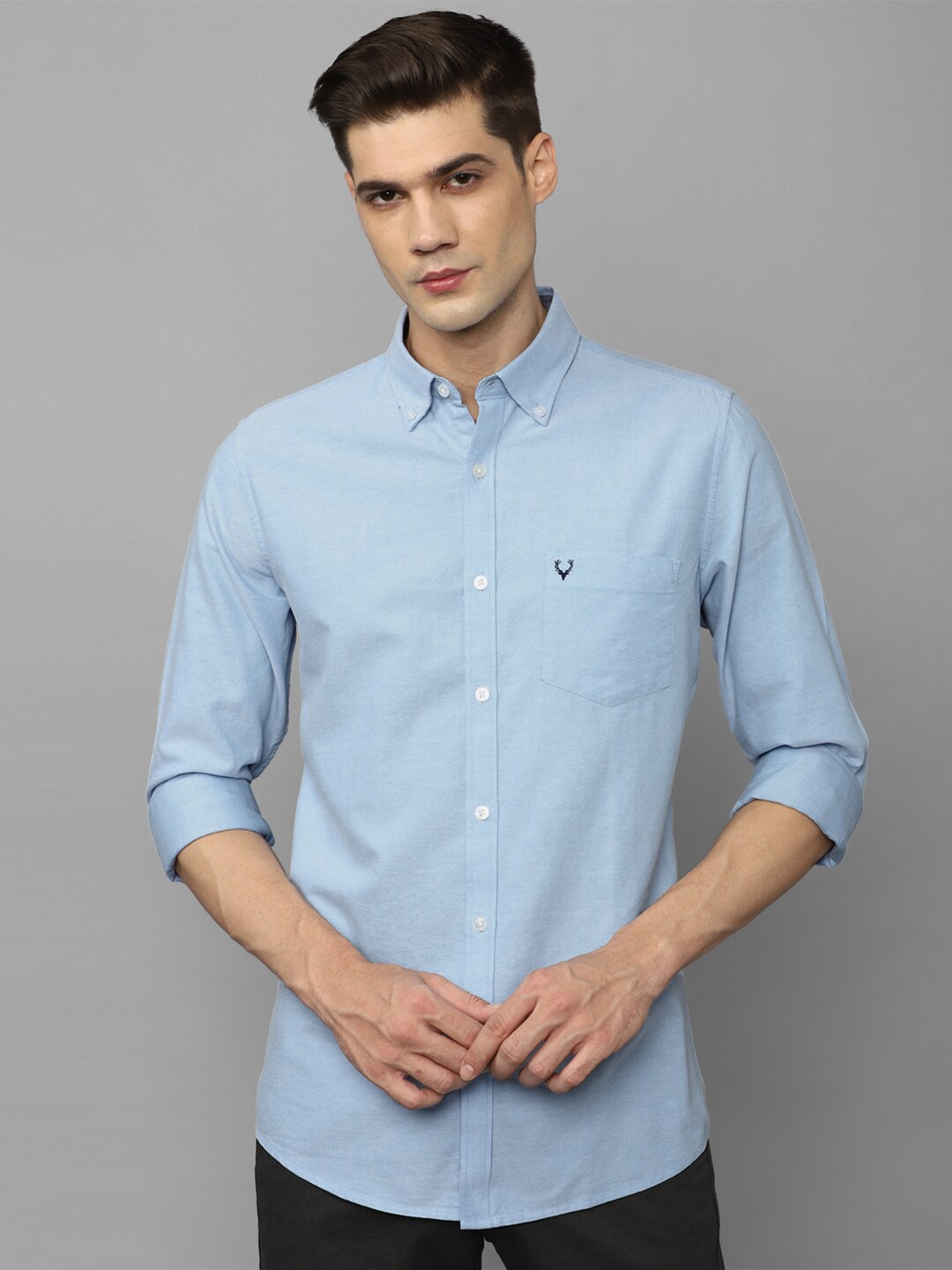 

Allen Solly Button Down Collar Slim Fit Opaque Casual Shirt, Blue