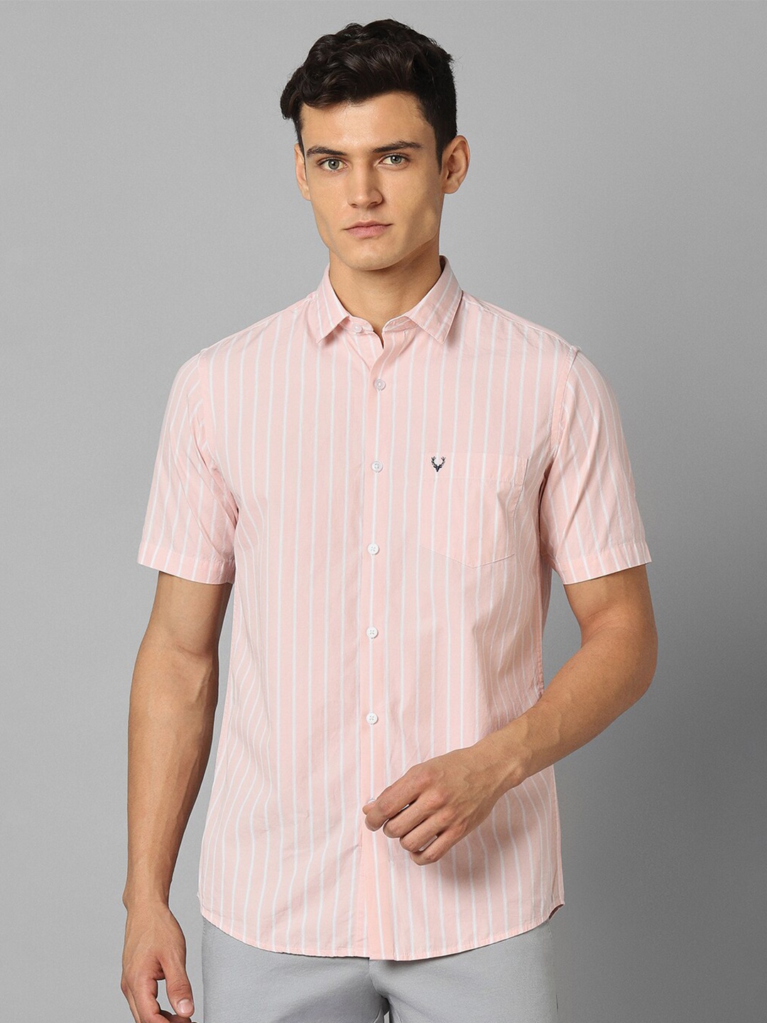 

Allen Solly Slim Fit Striped Cotton Casual Shirt, Pink
