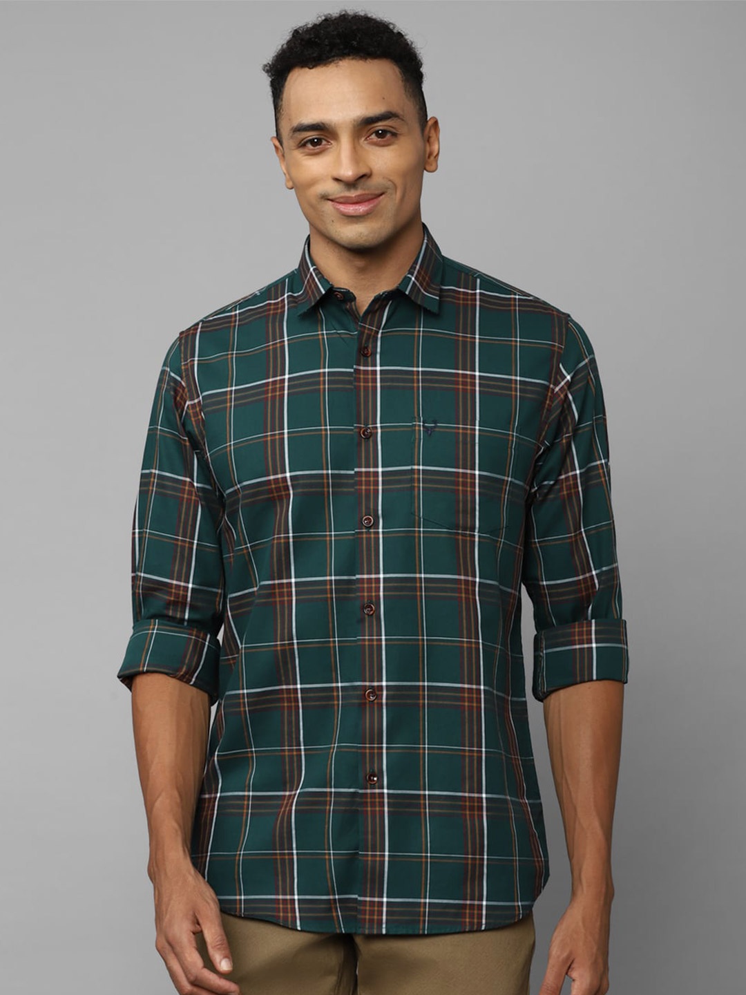 

Allen Solly Slim Fit Tartan Checked Casual Cotton Shirt, Green