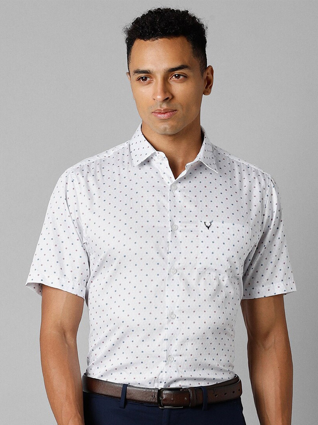 

Allen Solly Slim Fit Floral Printed Pure Cotton Formal Shirt, White