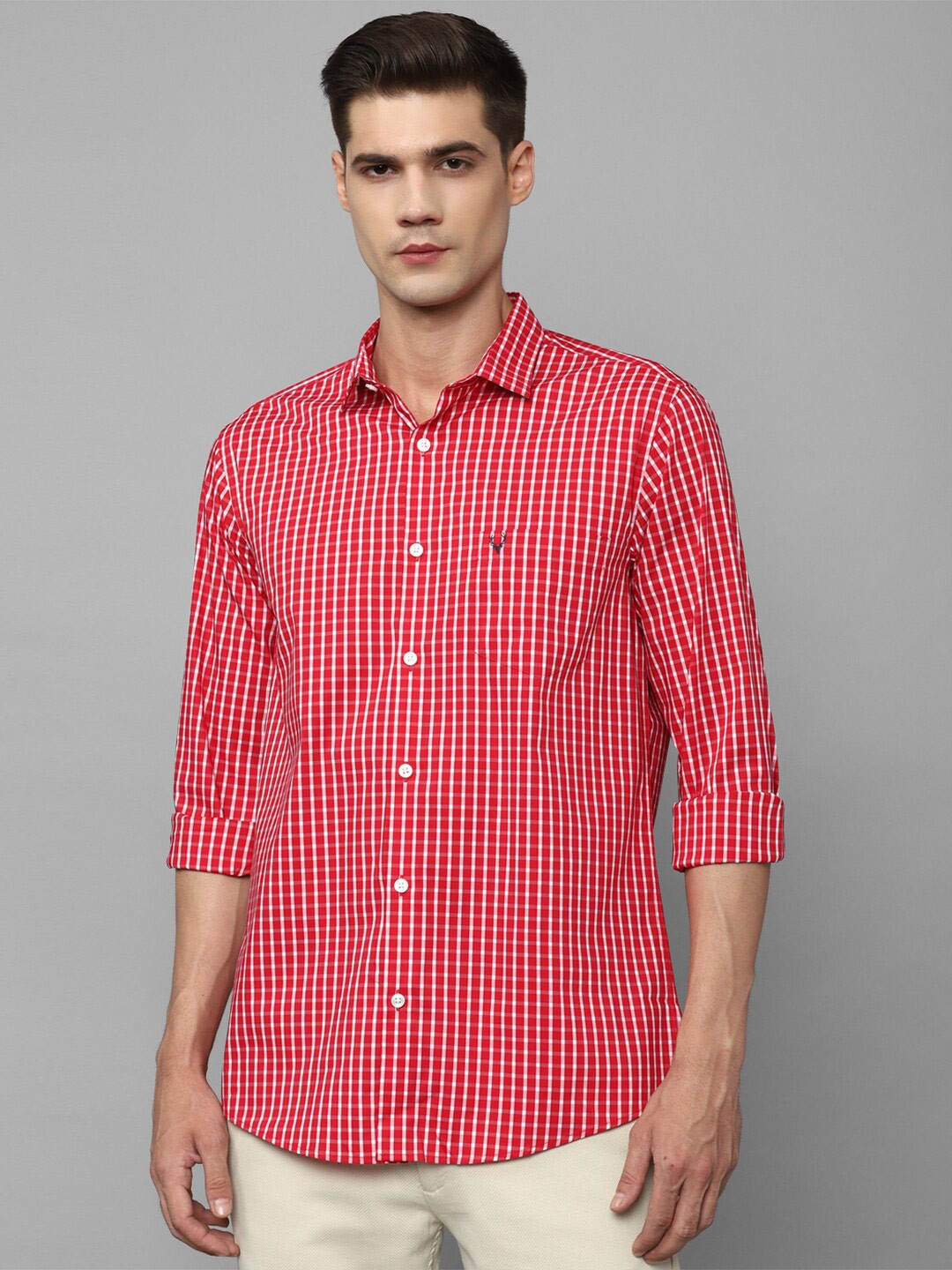 

Allen Solly Slim Fit Gingham Checked Casual Cotton Shirt, Red