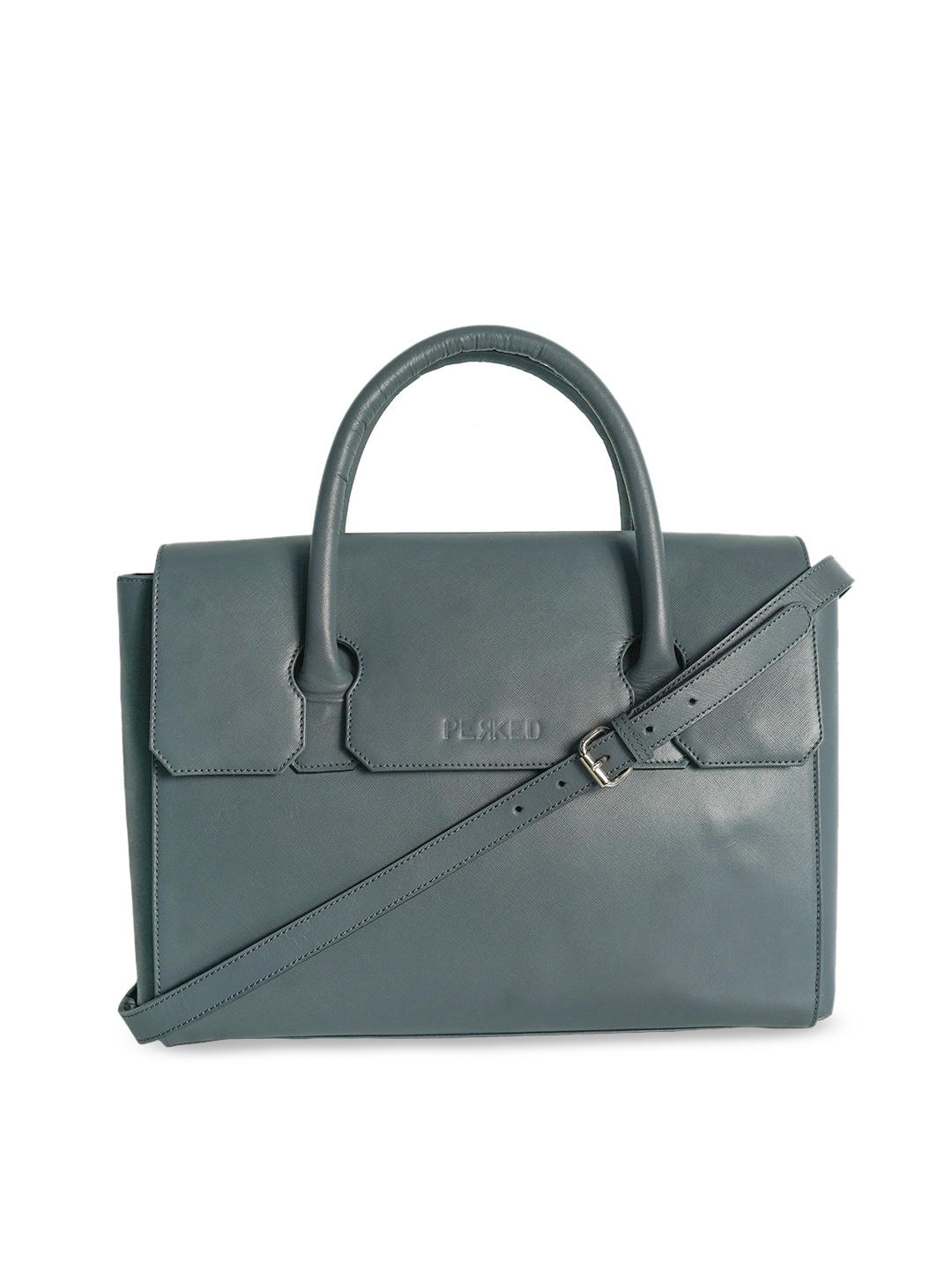 

PERKED Textured Leather Structured Handheld Bag, Grey