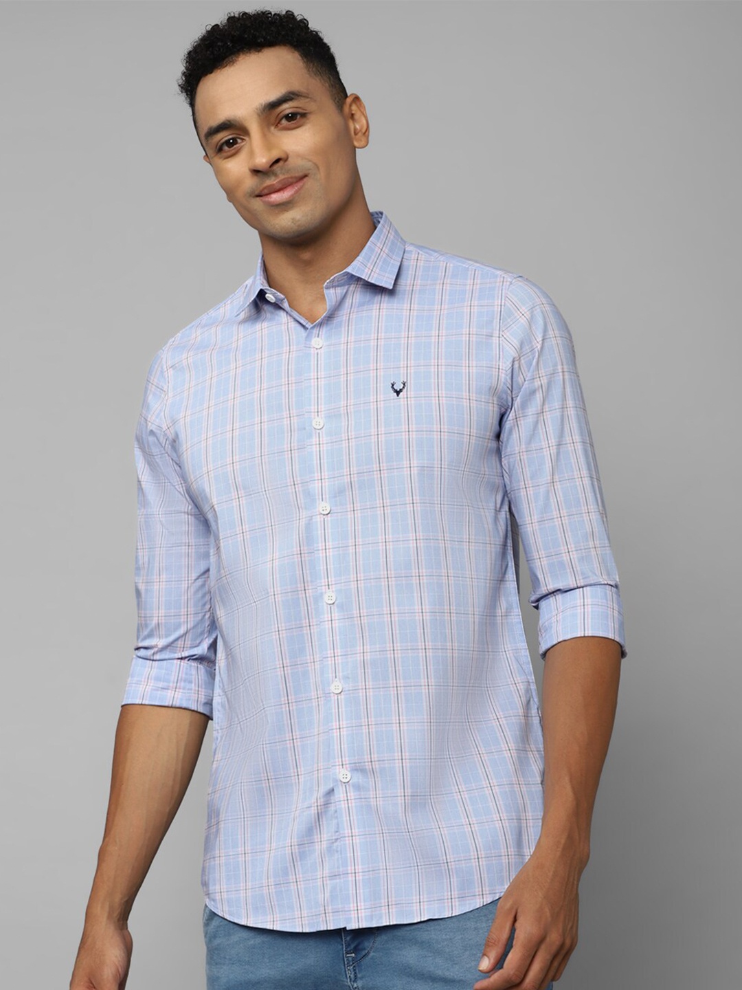 

Allen Solly Slim Fit Checked Cotton Casual Shirt, Blue