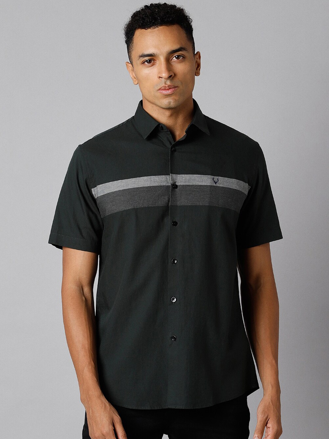 

Allen Solly Slim Fit Horizontal Striped Cotton Casual Shirt, Black