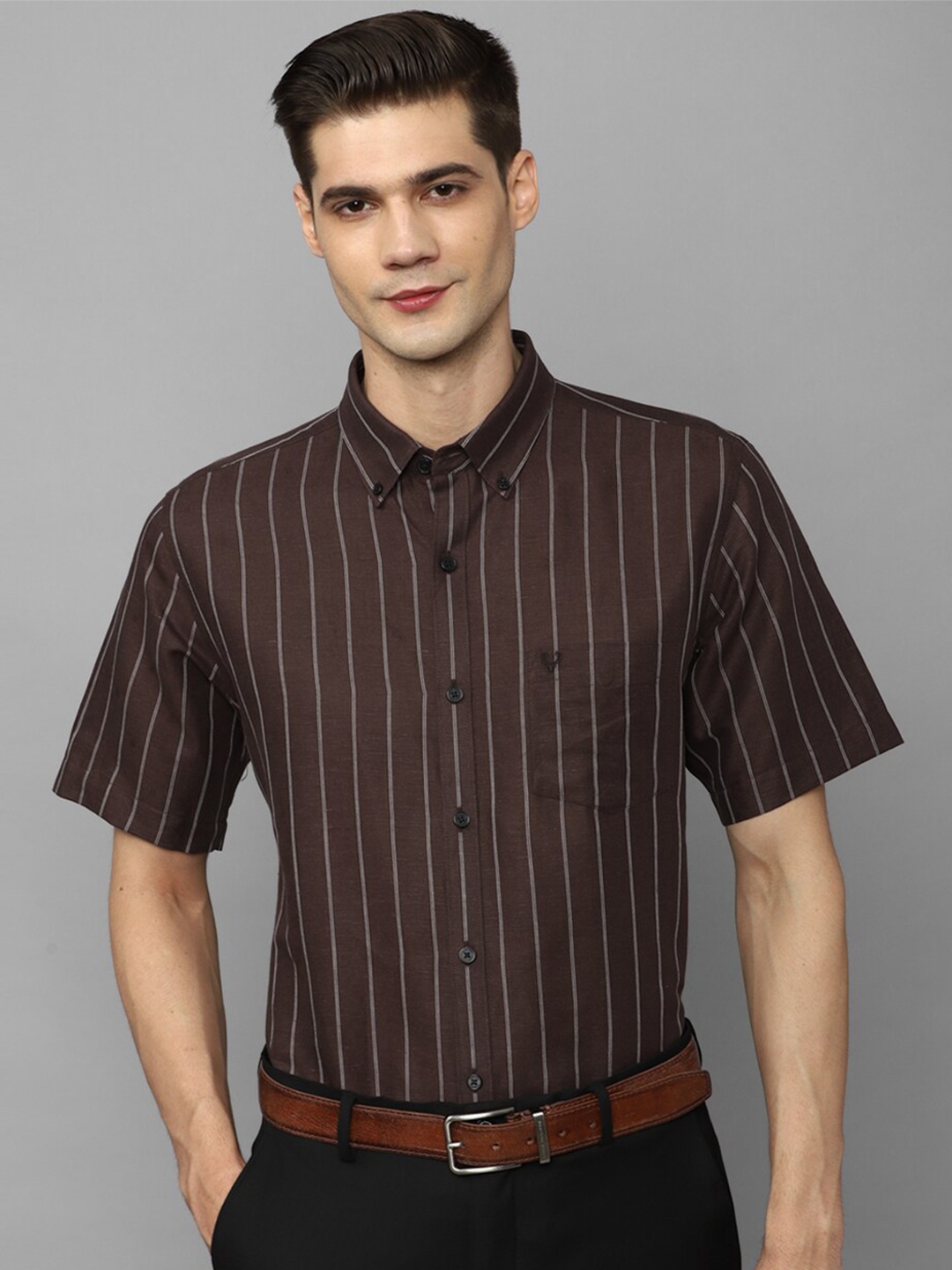 

Allen Solly Slim Fit Striped Formal Shirt, Brown