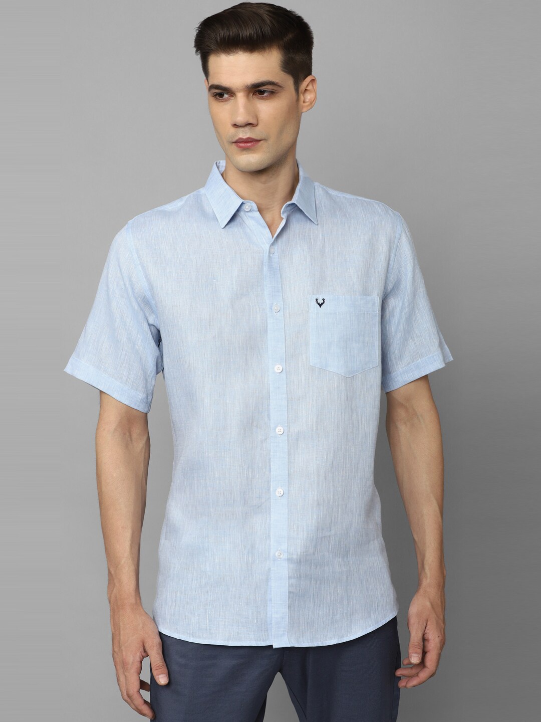 

Allen Solly Men Blue Slim Fit Pure Linen Casual Shirt