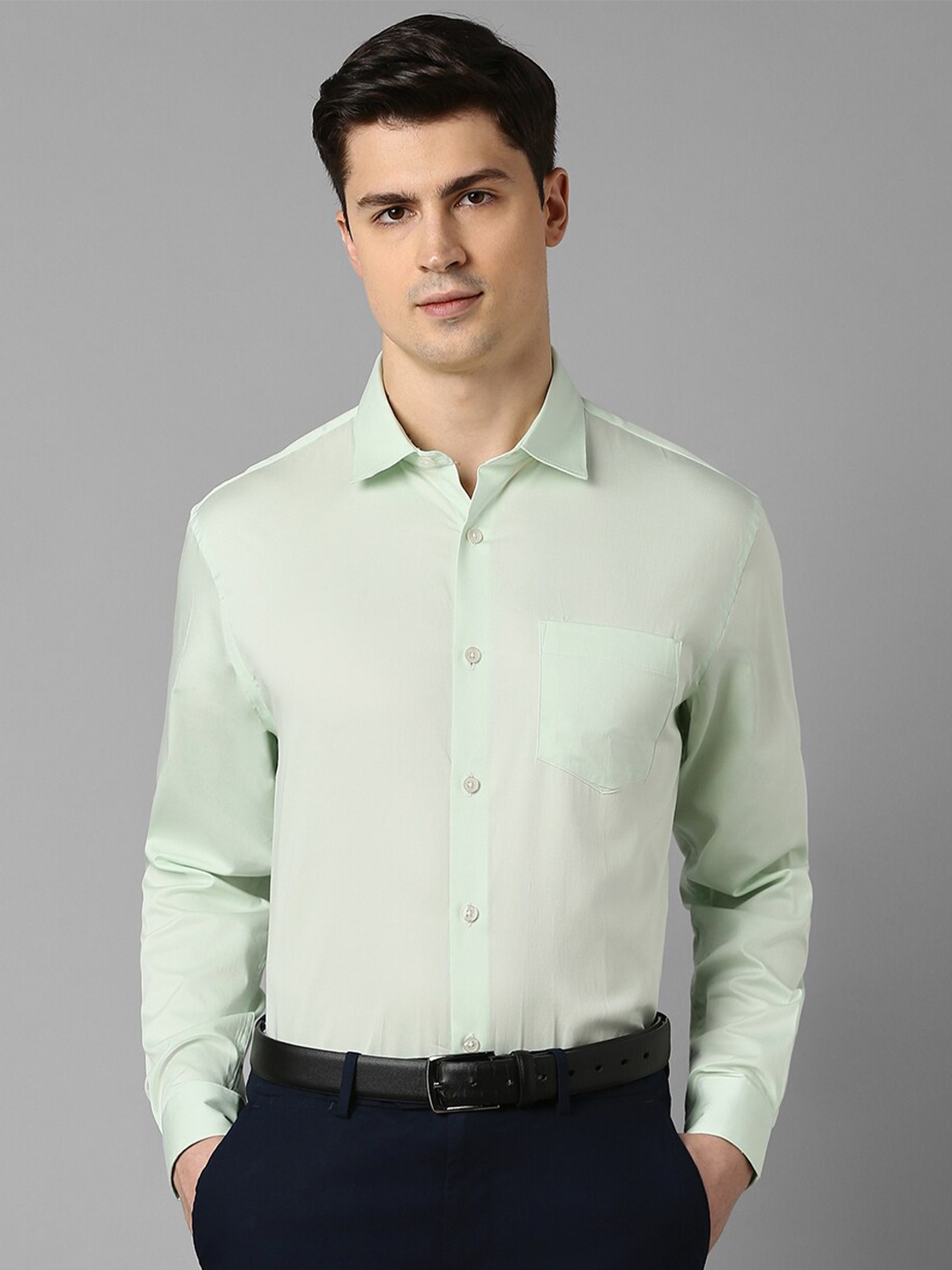 

Allen Solly Spread Collar Slim Fit Pure Cotton Formal Shirt, Green