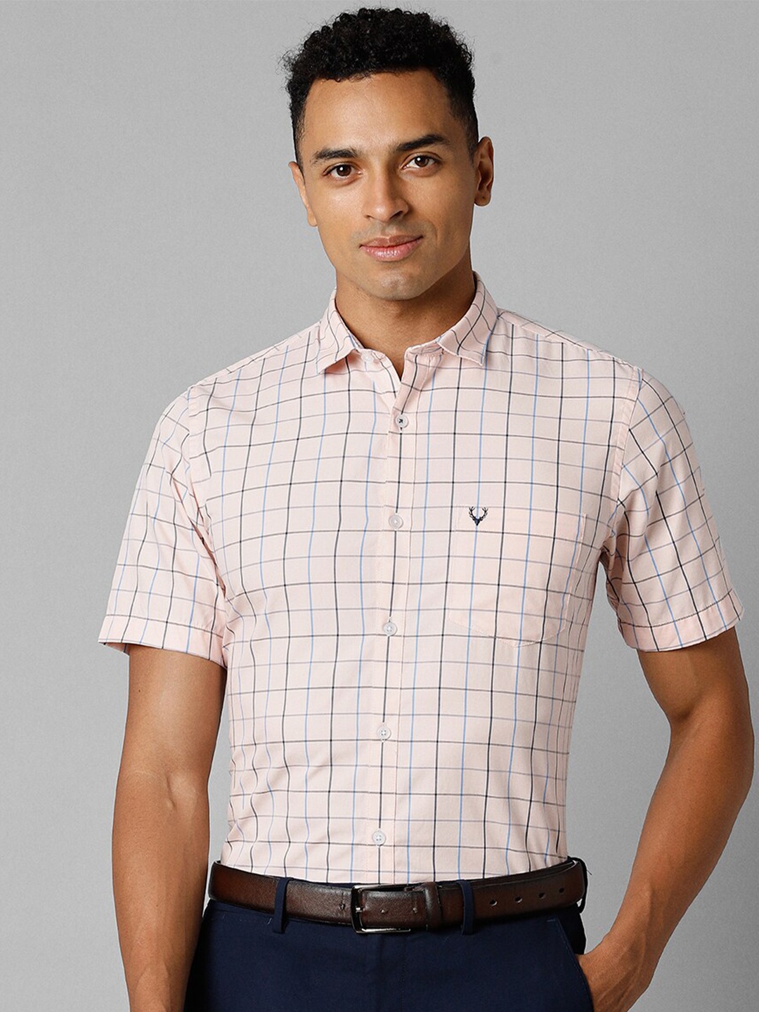 

Allen Solly Slim Fit Opaque Checked Formal Shirt, Pink