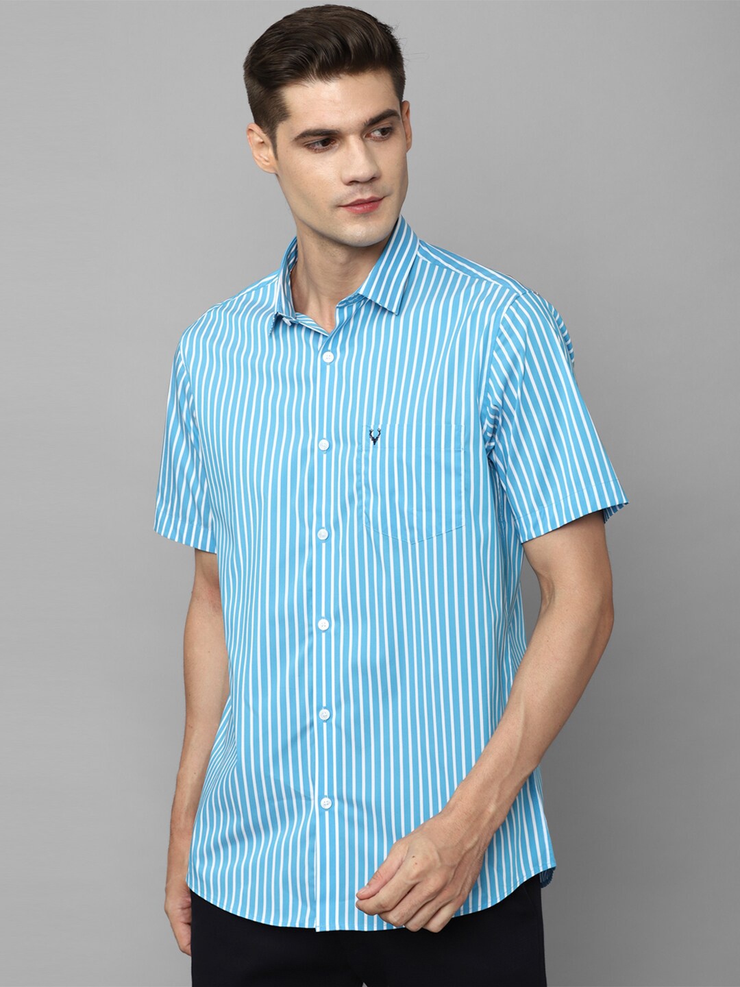 

Allen Solly Slim Fit Opaque Striped Casual Shirt, Blue
