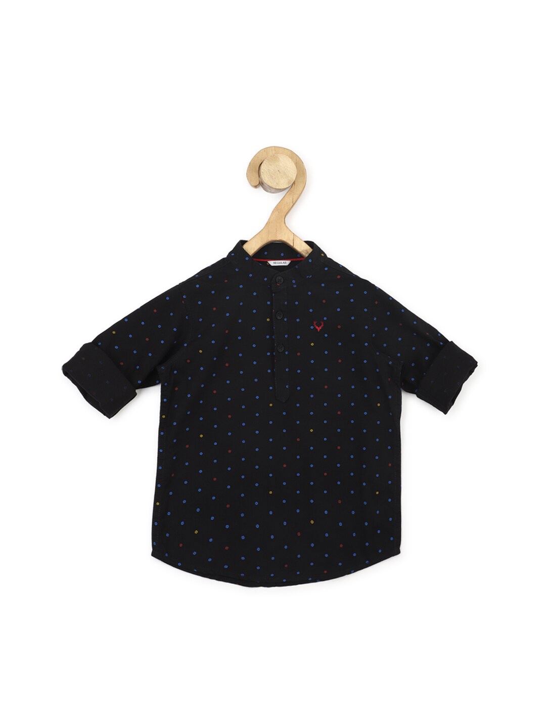 

Allen Solly Junior Boys Micro Ditsy Printed Pure Cotton Casual Shirt, Black