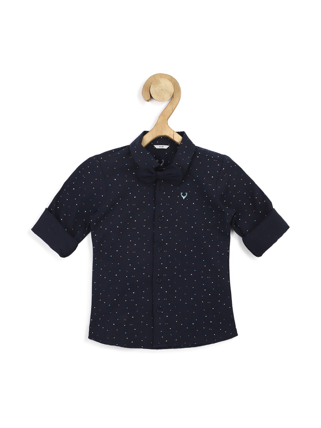 

Allen Solly Junior Boys Slim Fit Micro Ditsy Printed Pure Cotton Casual Shirt, Navy blue