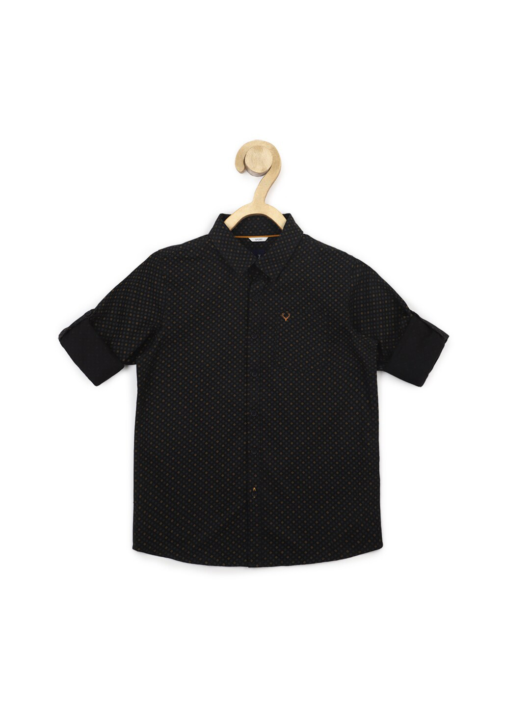

Allen Solly Junior Boys Slim Fit Micro Ditsy Printed Pure Cotton Casual Shirt, Black