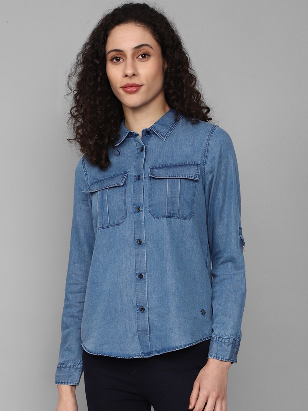 

Allen Solly Woman Blue Opaque Casual Shirt