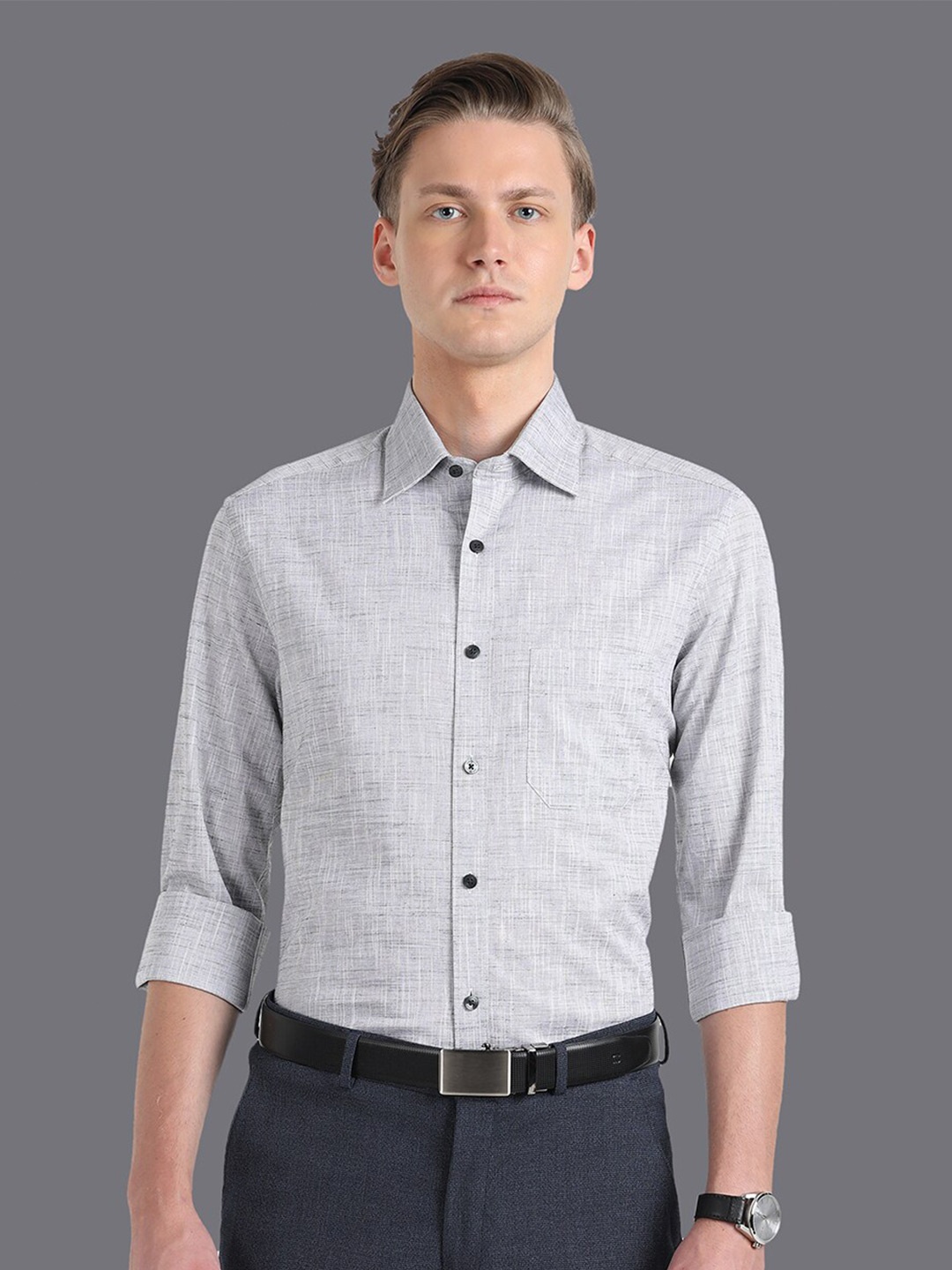

Louis Philippe Slim Fit Formal Pure Cotton Shirt, Grey