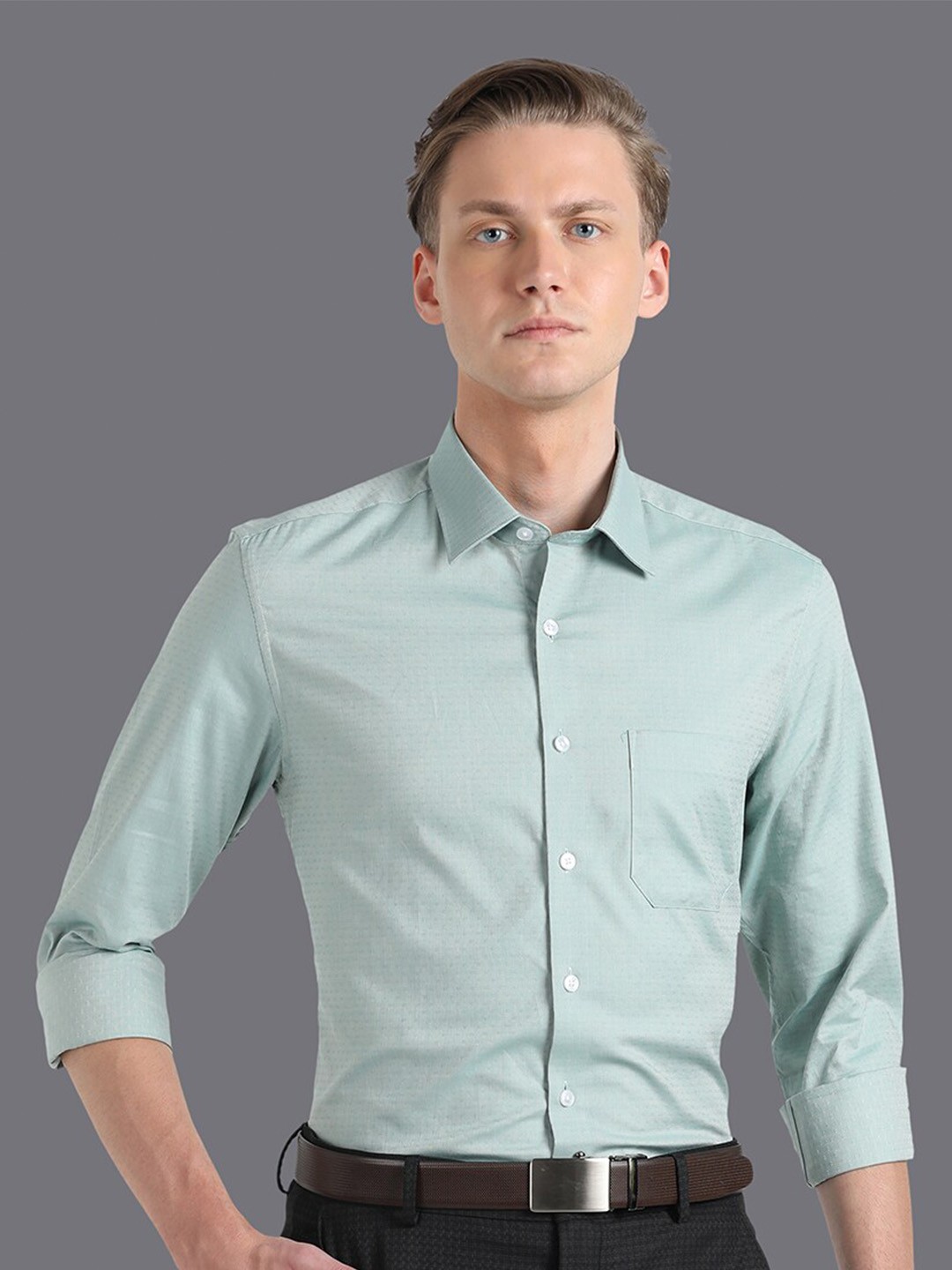 

Louis Philippe Slim Fit Pure Cotton Formal Shirt, Green
