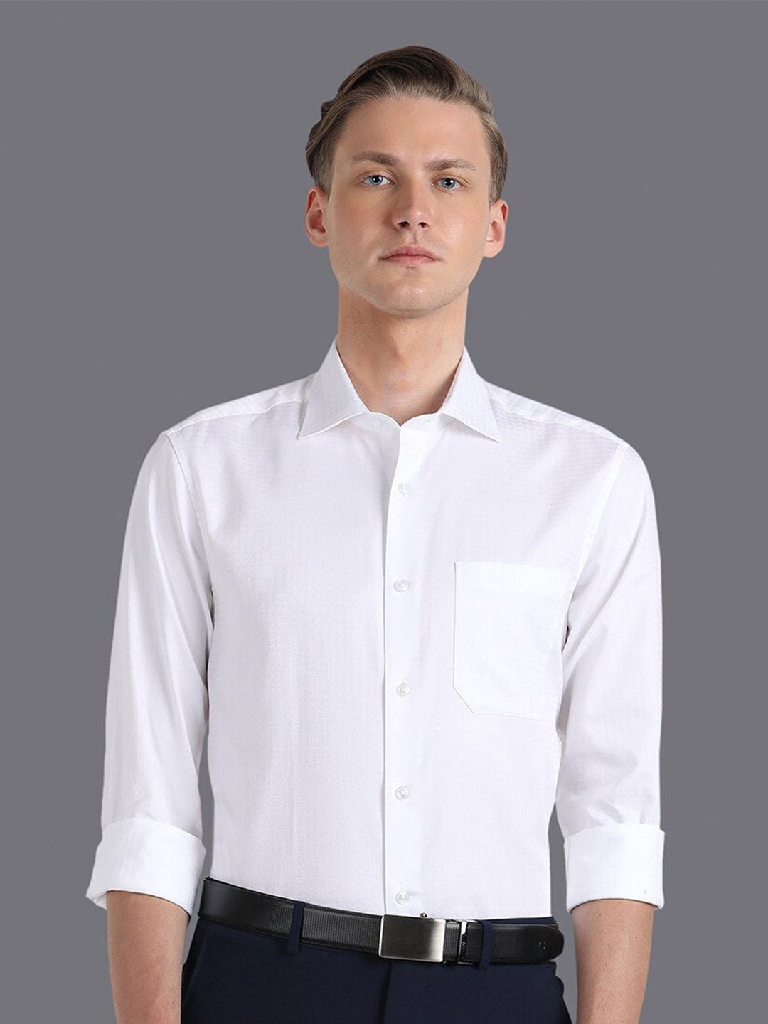 

Louis Philippe Slim Fit Opaque Pure Cotton Formal Shirt, White
