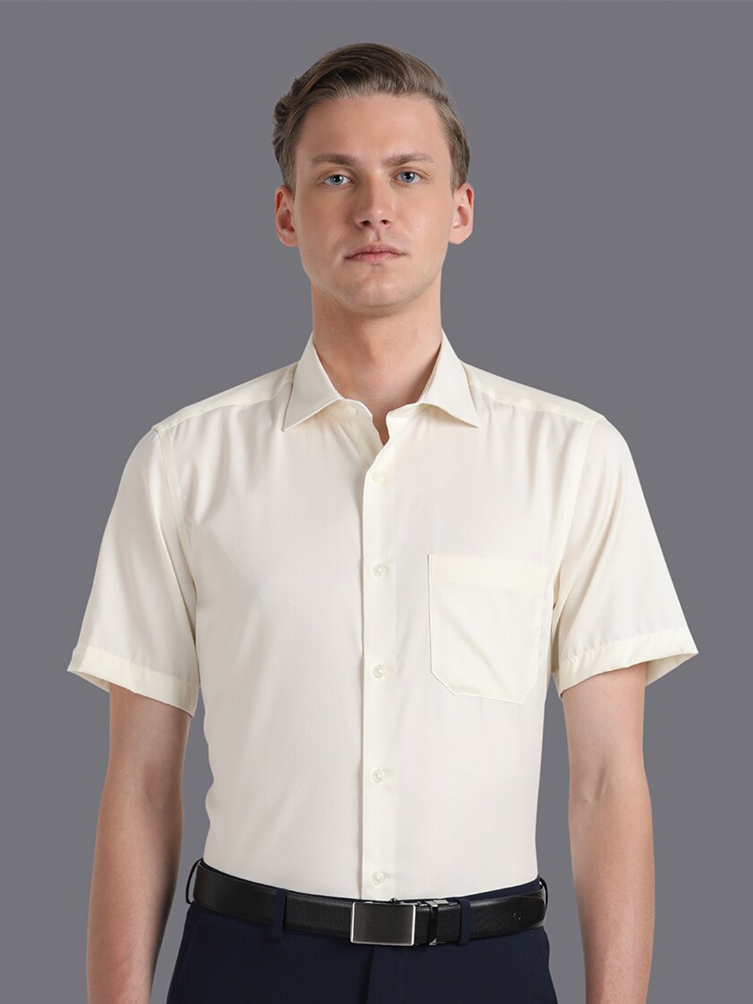 

Louis Philippe Slim Fit Pure Cotton Formal Shirt, Cream