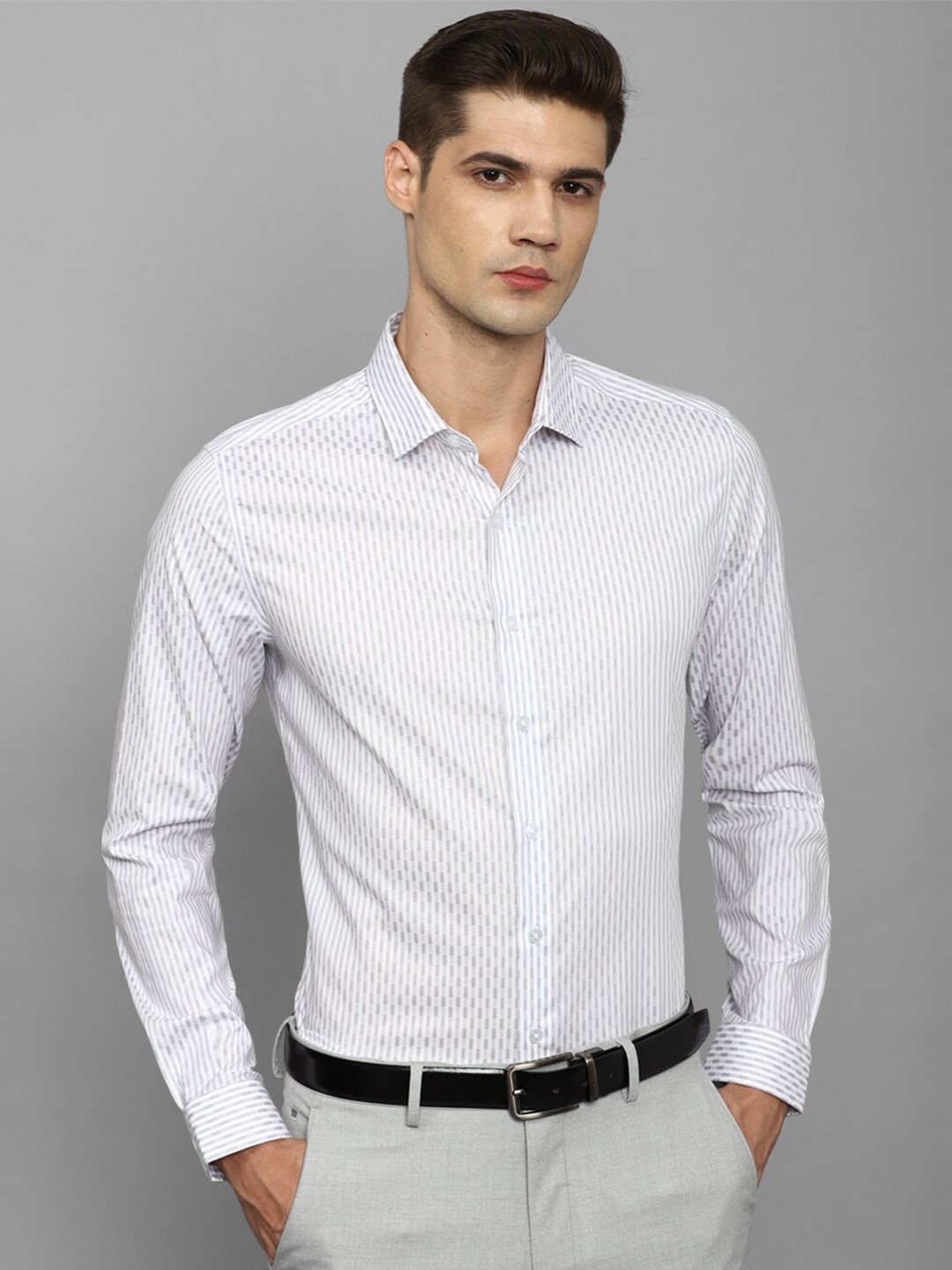 

Louis Philippe Vertical Striped Cotton Casual Shirt, White