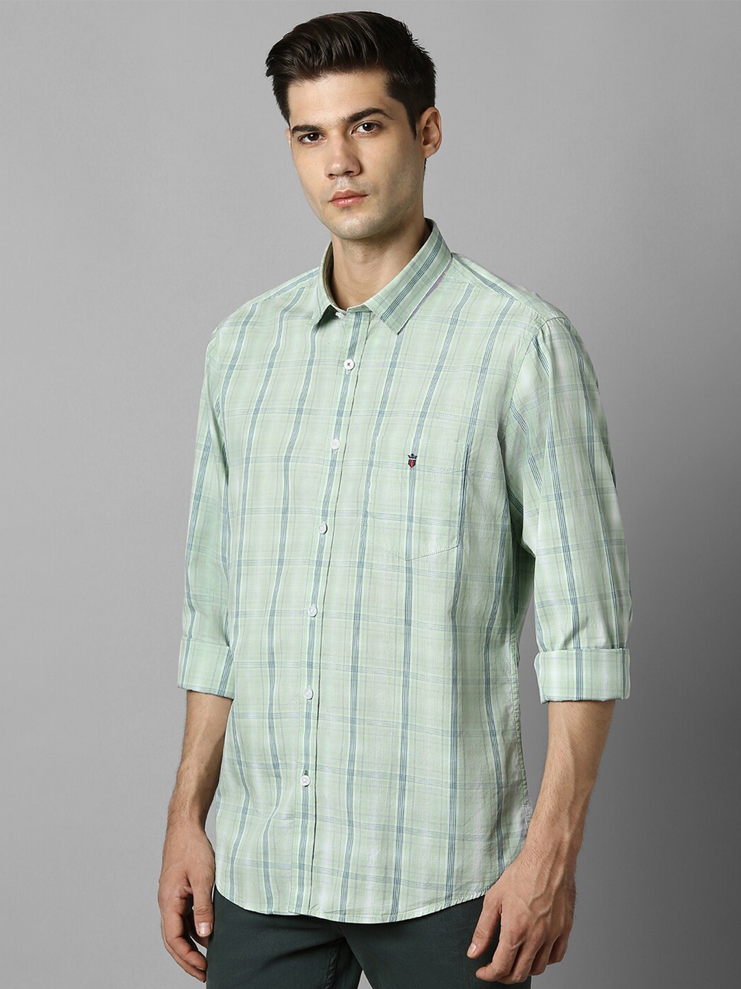 

Louis Philippe Sport Slim Fit Tartan Checked Pure Cotton Casual Shirt, Green