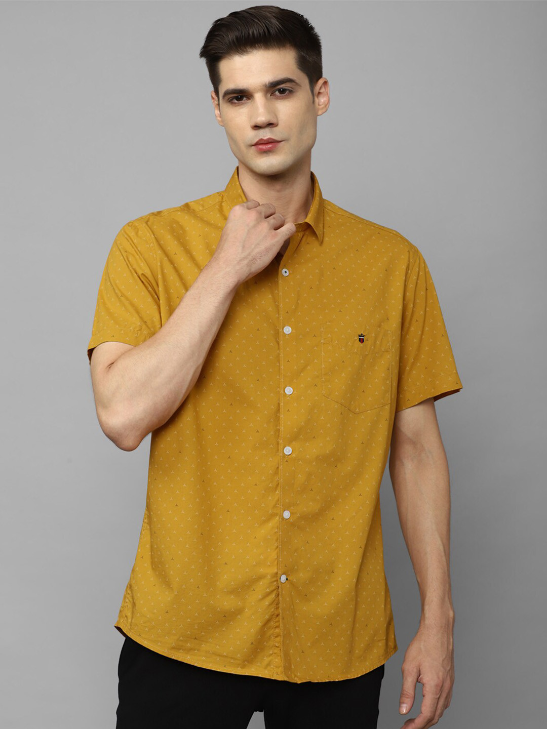 

Louis Philippe Sport Slim Fit Micro Ditsy Printed Pure Cotton Casual Shirt, Yellow