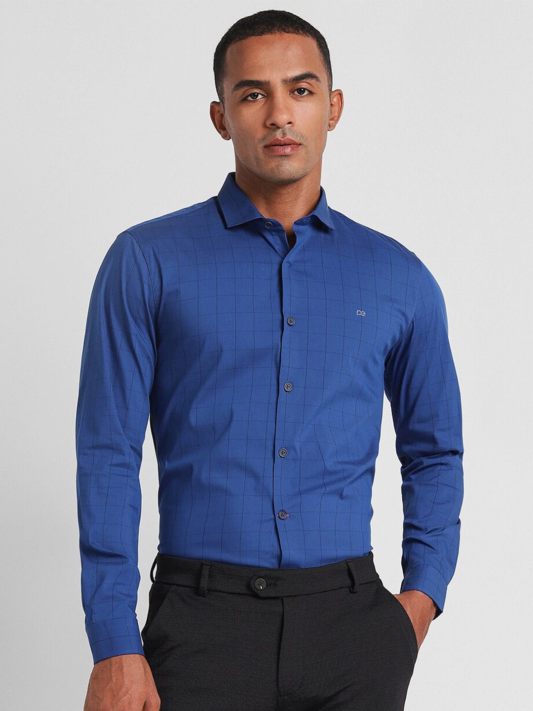 

Peter England Slim Fit Checked Formal Shirt, Blue