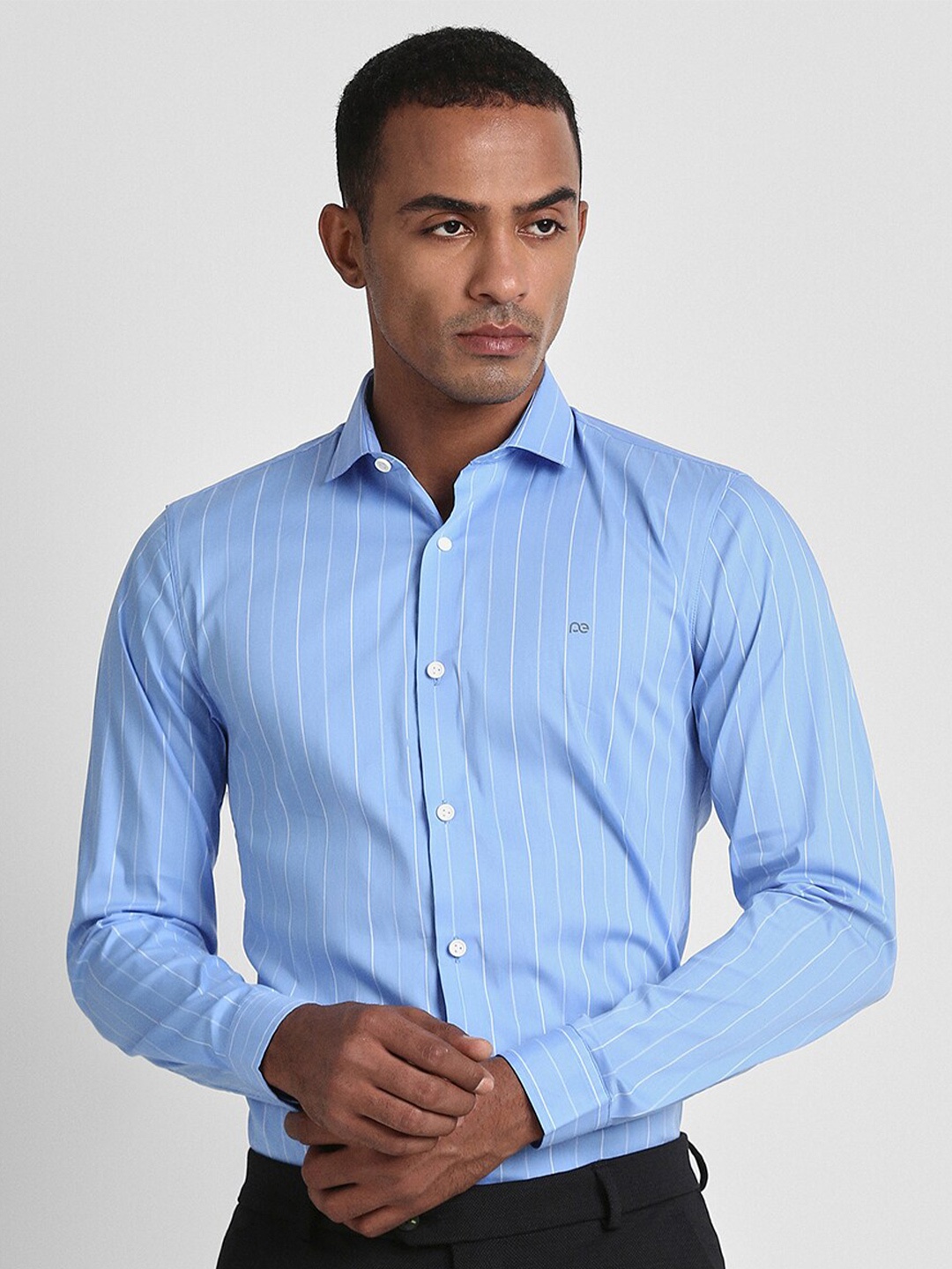 

Peter England Slim Fit Striped Formal Shirt, Blue