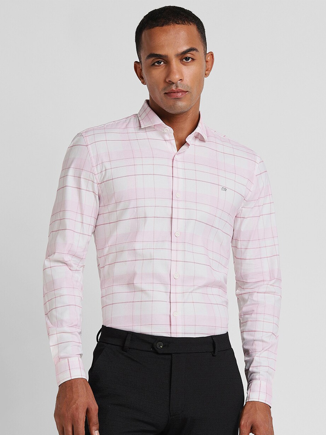 

Peter England Slim Fit Checked Formal Shirt, Pink