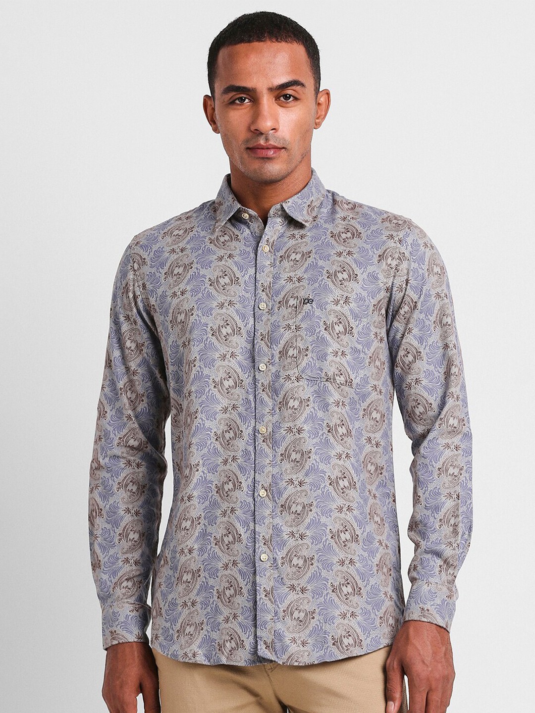 

Peter England Casuals Ethnic Motifs Printed Slim Fit Cotton Casual Shirt, Blue