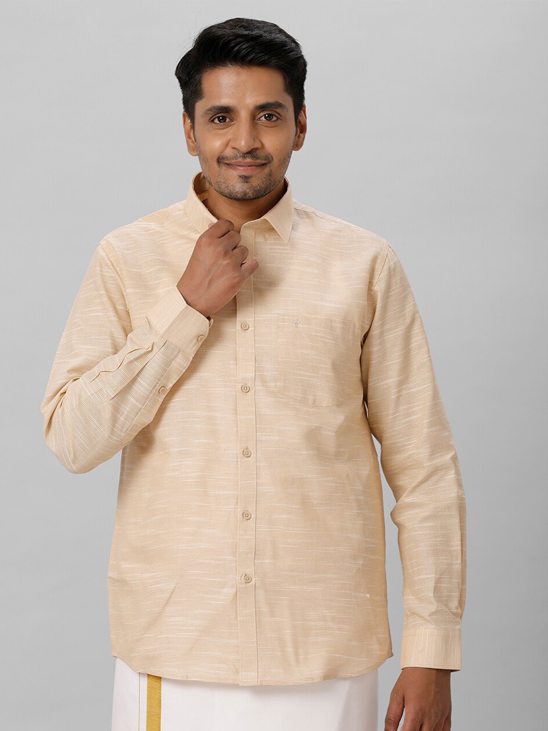 

Ramraj Spread Collar Long Sleeves Casual Shirt, Beige