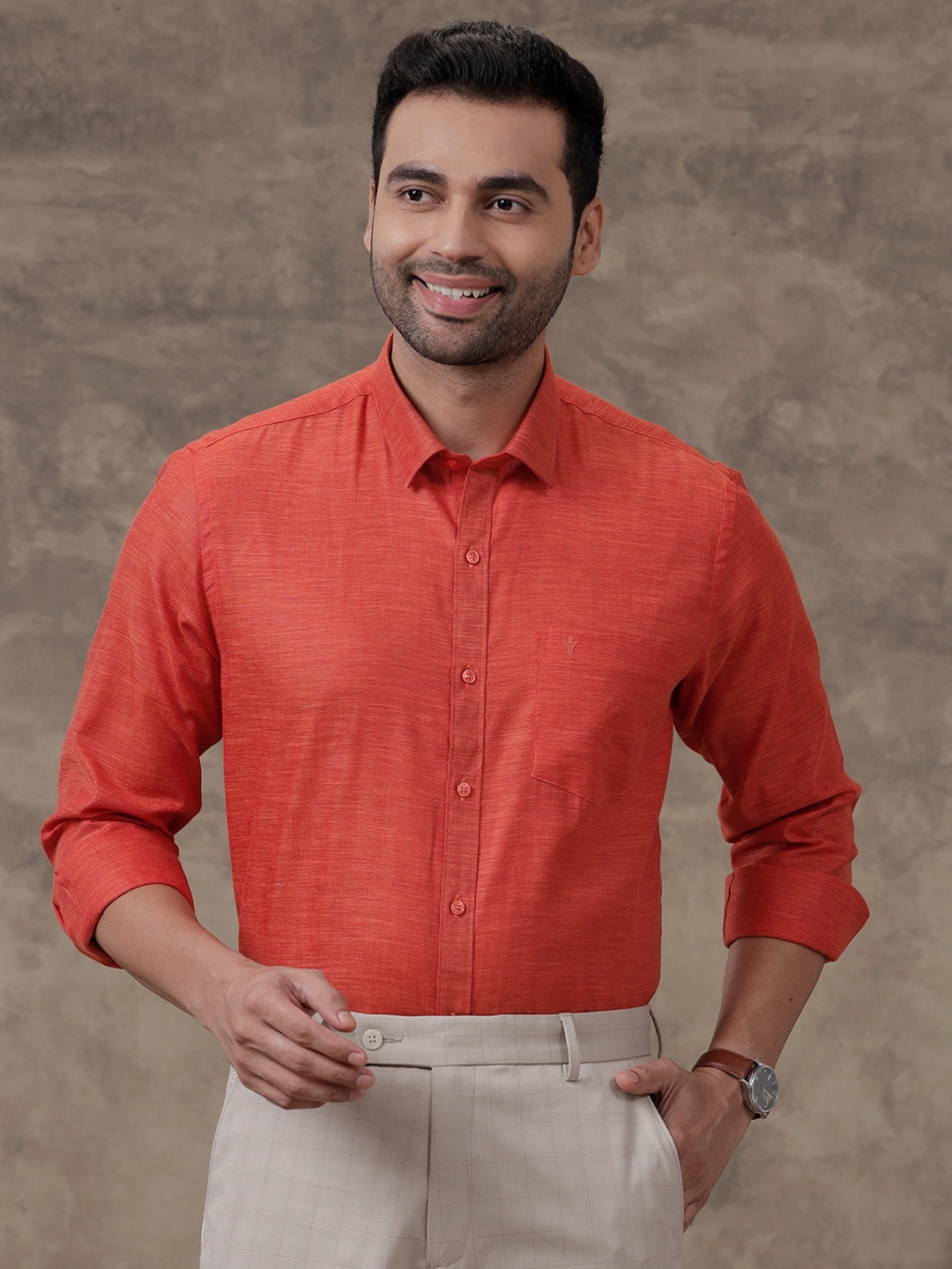 

Ramraj Spread Collar Long Sleeves Casual Shirt, Coral