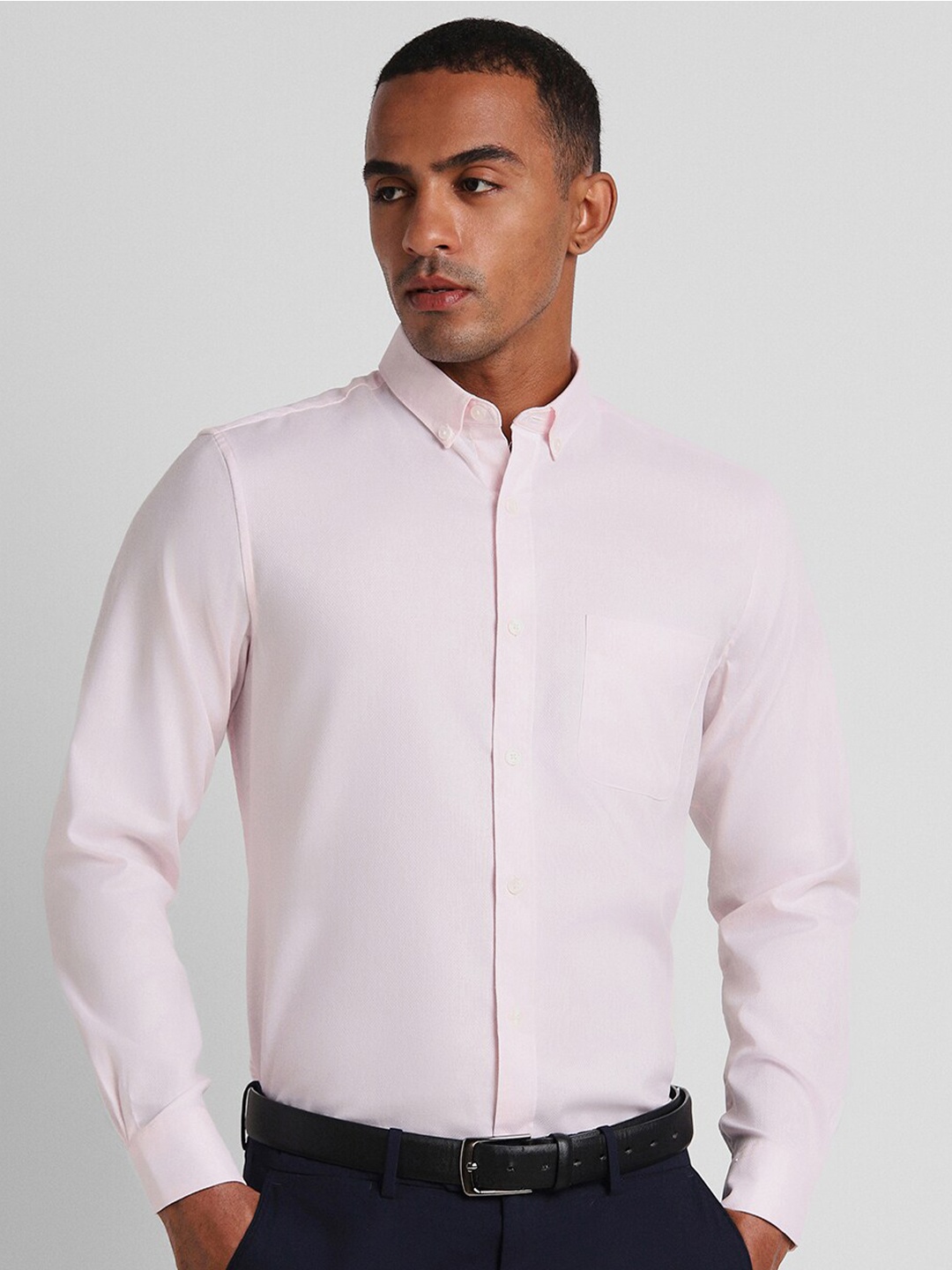 

Peter England Elite Button Down Collar Opaque Formal Shirt, Pink