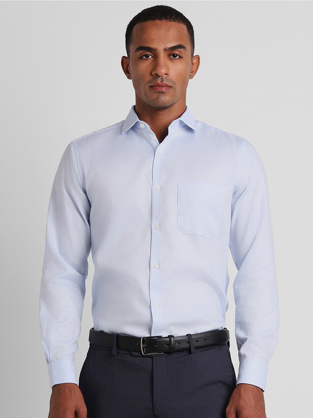

Peter England Elite Textured Self Design Pure Cotton Formal Shirt, Blue