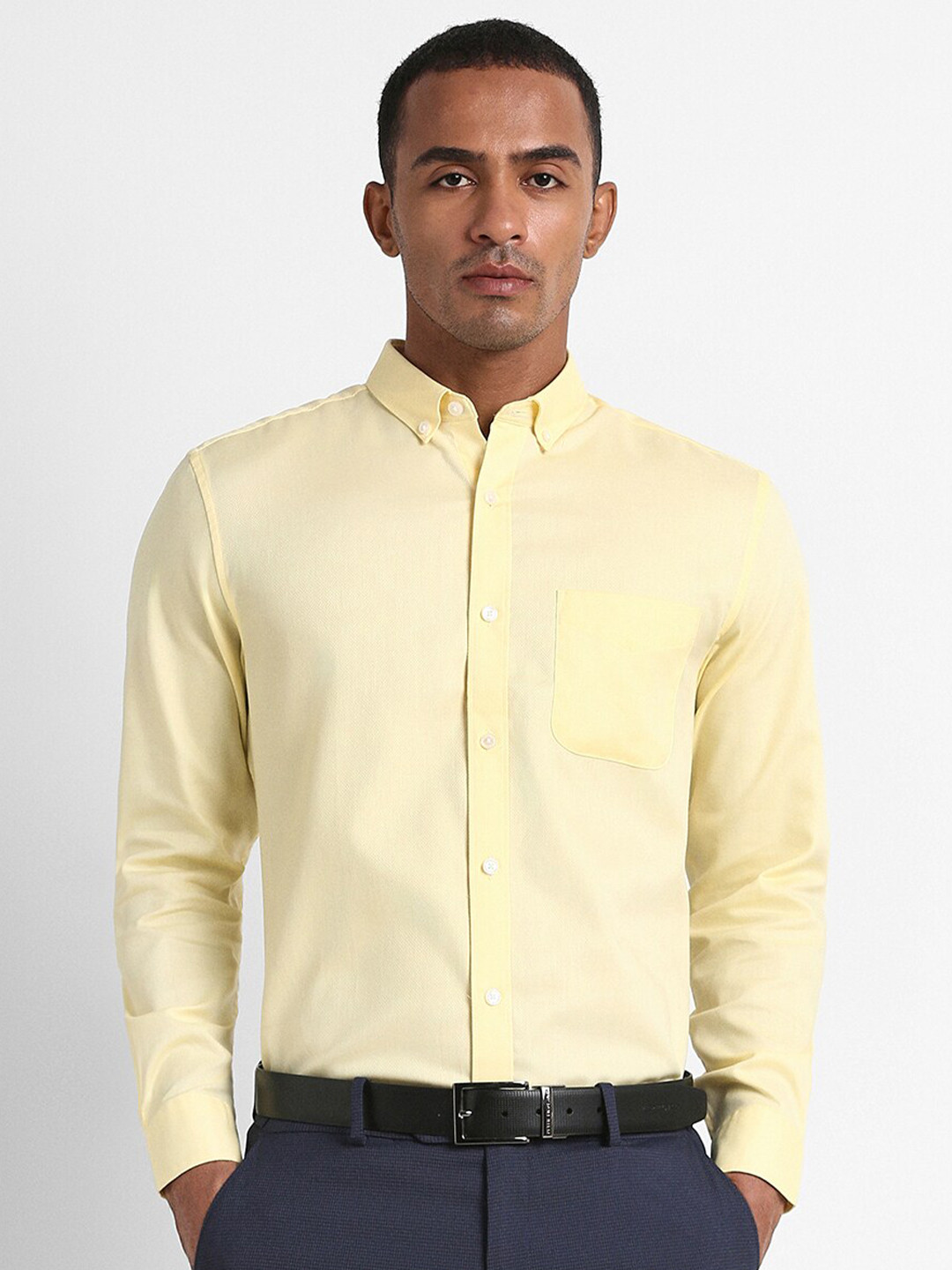 

Peter England Elite Men Pure Cotton Formal Shirt, Yellow