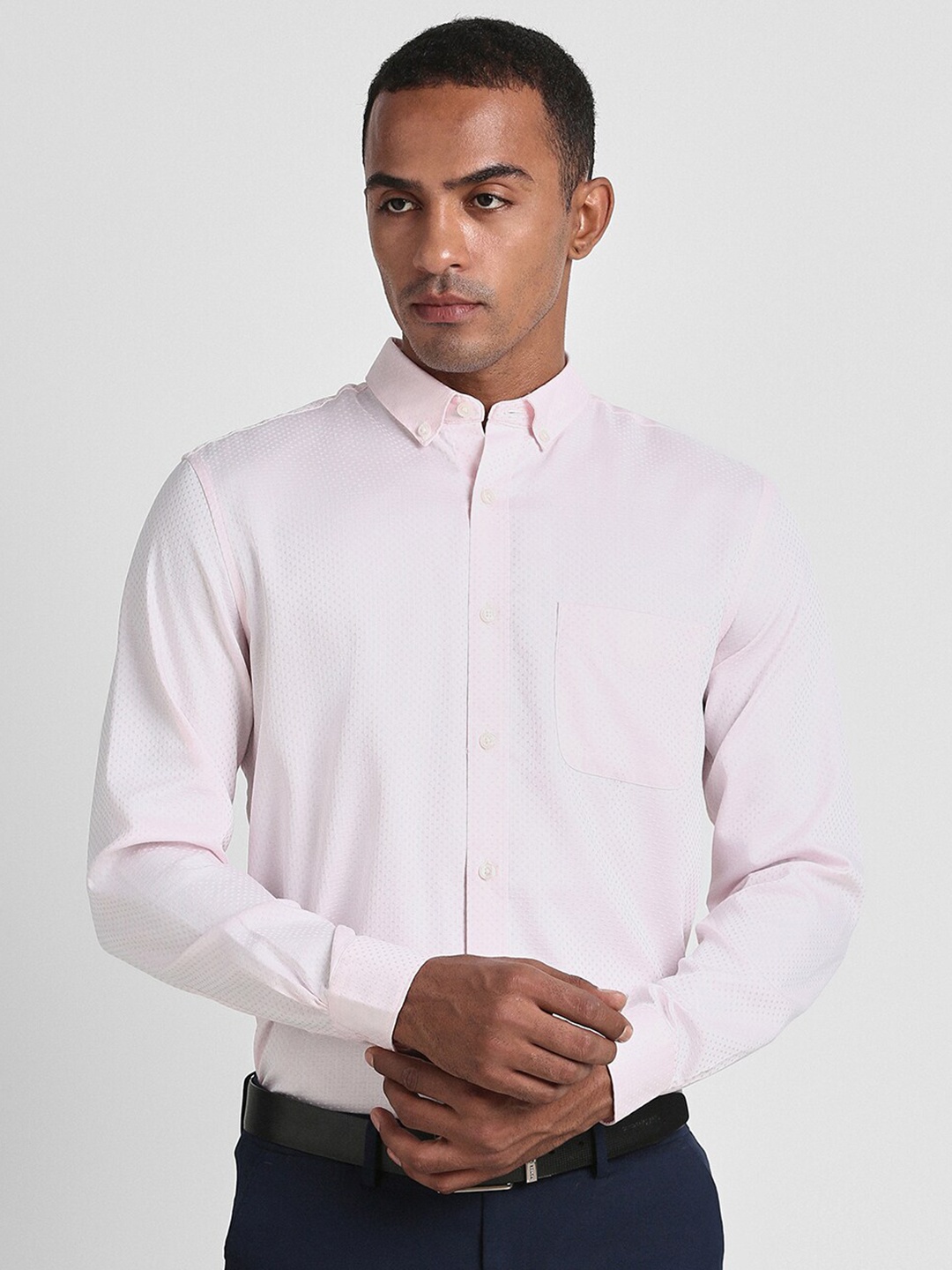 

Peter England Elite Men Slim Fit Pure Cotton Formal Shirt, Pink