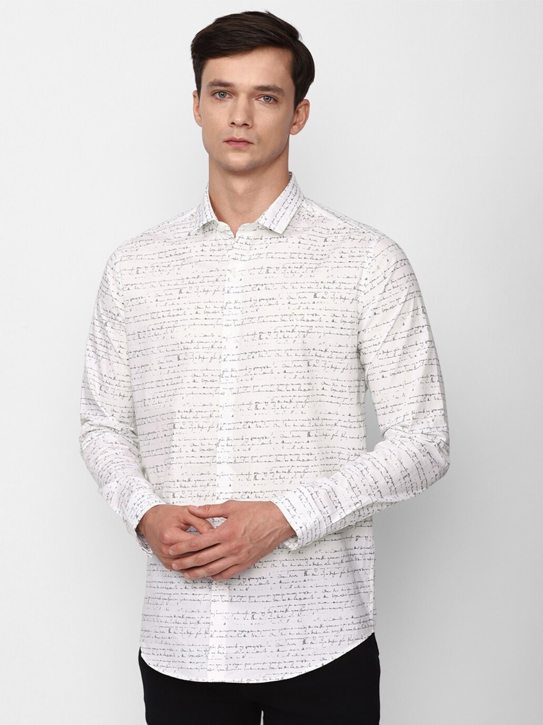 

SIMON CARTER LONDON Typography Printed Slim Fit Pure Cotton Casual Shirt, White