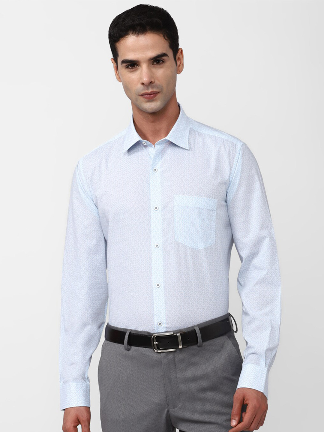 

Van Heusen Self Designed Pure Cotton Formal Shirt, Blue