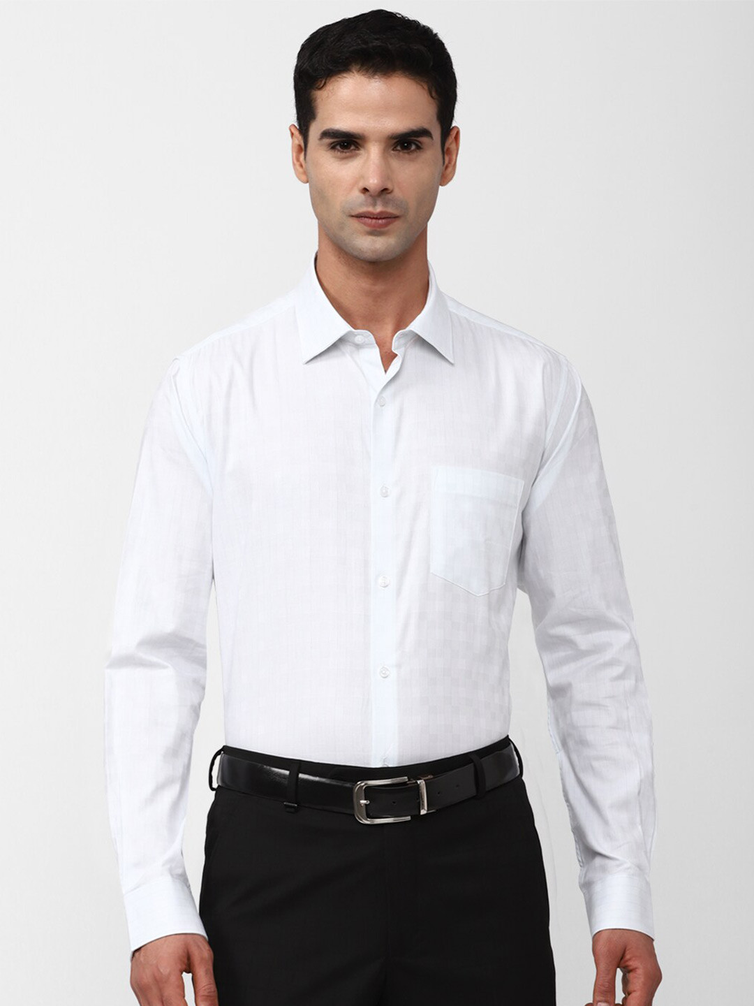 

Van Heusen Opaque Checked Pure Cotton Formal Shirt, White