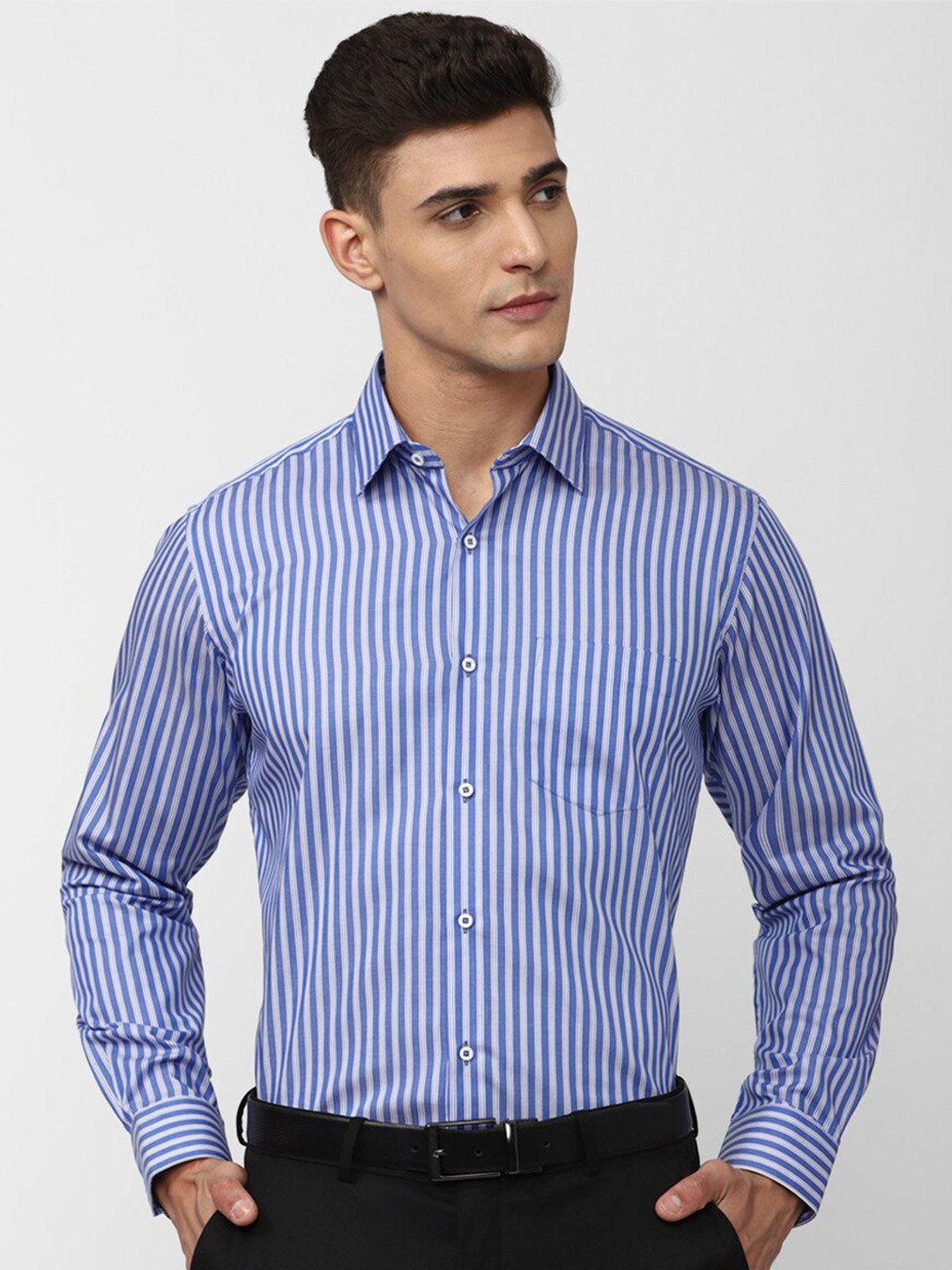 

Van Heusen Striped Pure Cotton Formal Shirt, Blue