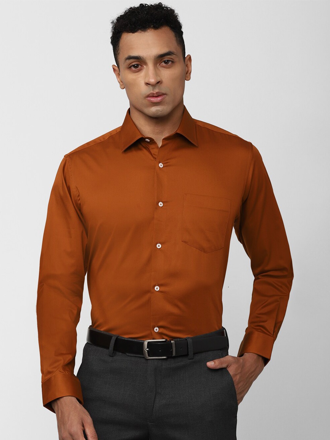 

Van Heusen Spread Collar Cotton Formal Shirt, Brown