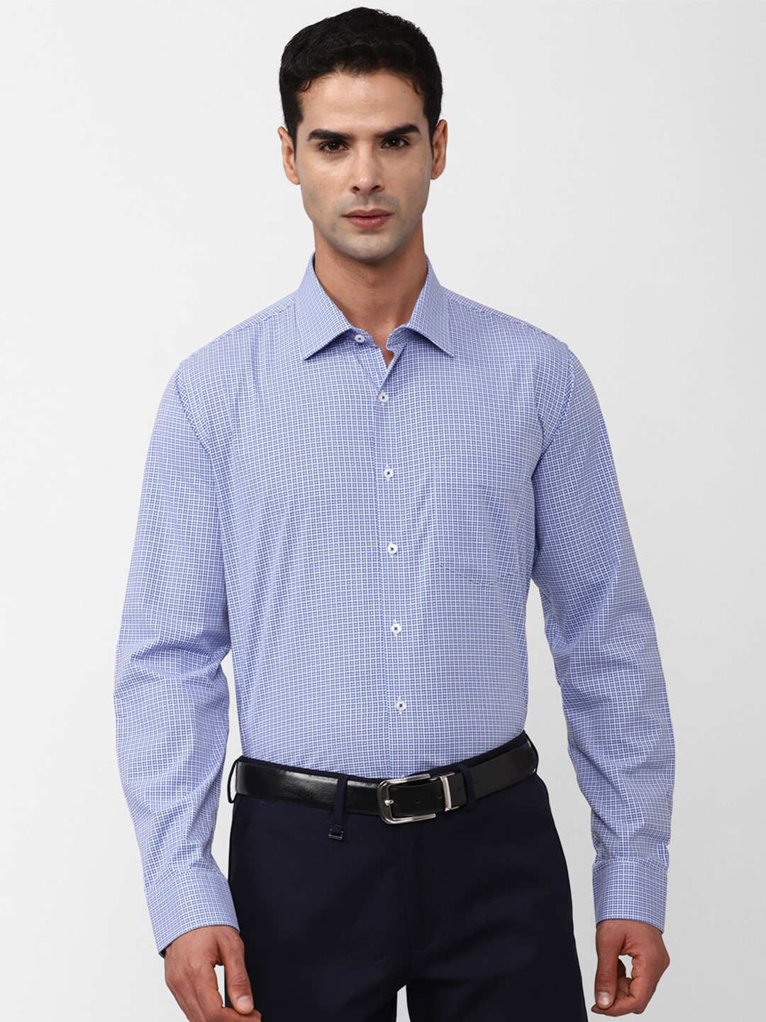 

Van Heusen Micro Checked Cotton Formal Shirt, Blue