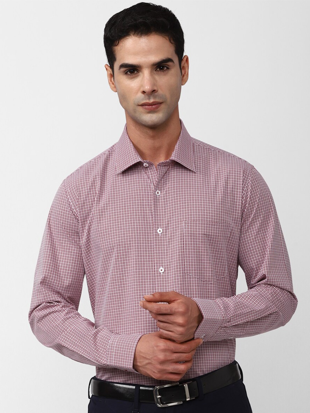 

Van Heusen Micro Checked Cotton Formal Shirt, Red