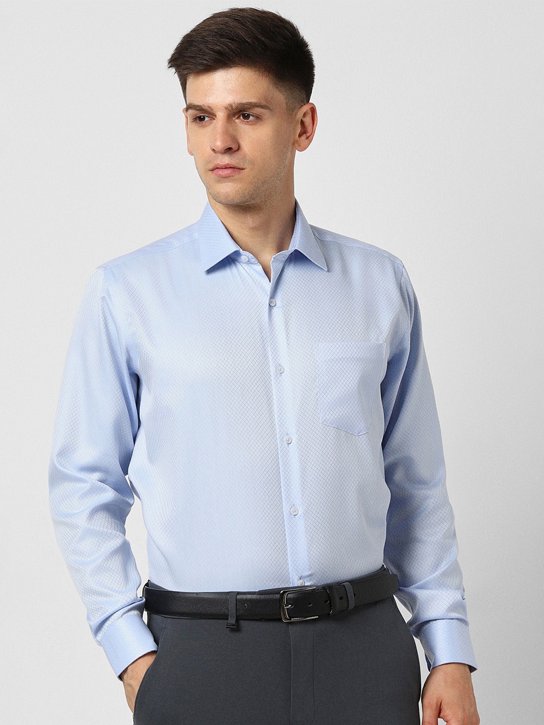 

Van Heusen Micro Checked Pure Cotton Formal Shirt, Blue